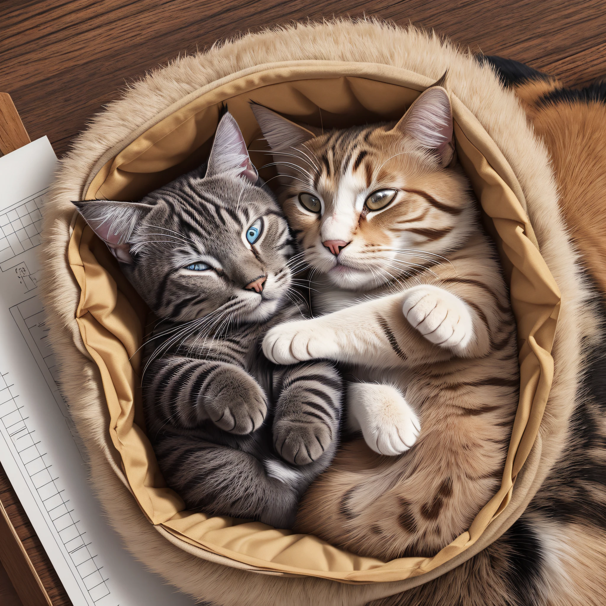 STICKER,"Perfect Friends": An image of a cat and a dog curled up together, peacefully sleeping or cuddling, displaying the heartwarming bond and friendship between these two beloved pets, Surrealism, color field printing, high detail, UHD, 8k, anatomically correct, cinematic lighting 4d quality --auto --s2