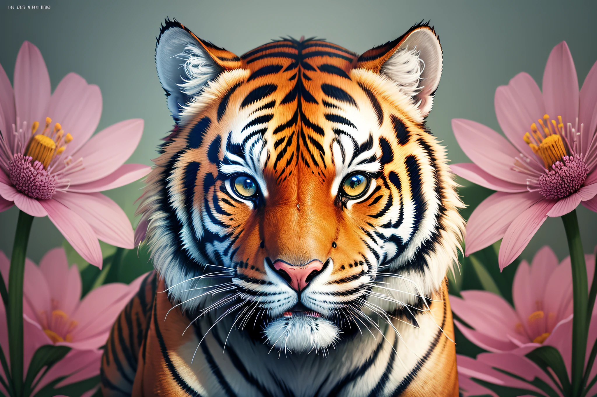 3D flower patterns, --ar 3:2, --tile , equirectangular 360, Highres, (art by Willi Baumeister: 1.1), (art by John T. Biggers: 1.2)::17 , official art, continuous paper 8k unit, ultra detailed, aesthetic, masterpiece, best quality, photorealistic, ((only front face)) Tiger in the Middle , Flowers Behind --auto --s2