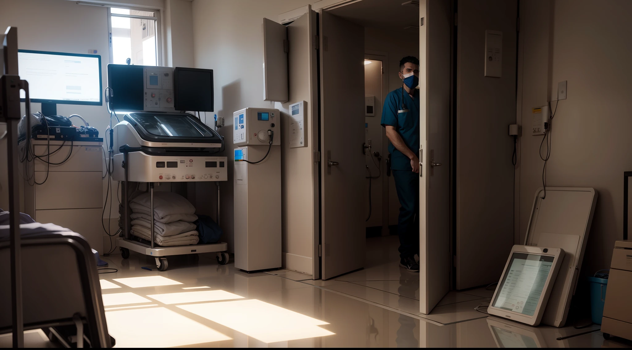 Man admitted to a hospital full of equipment