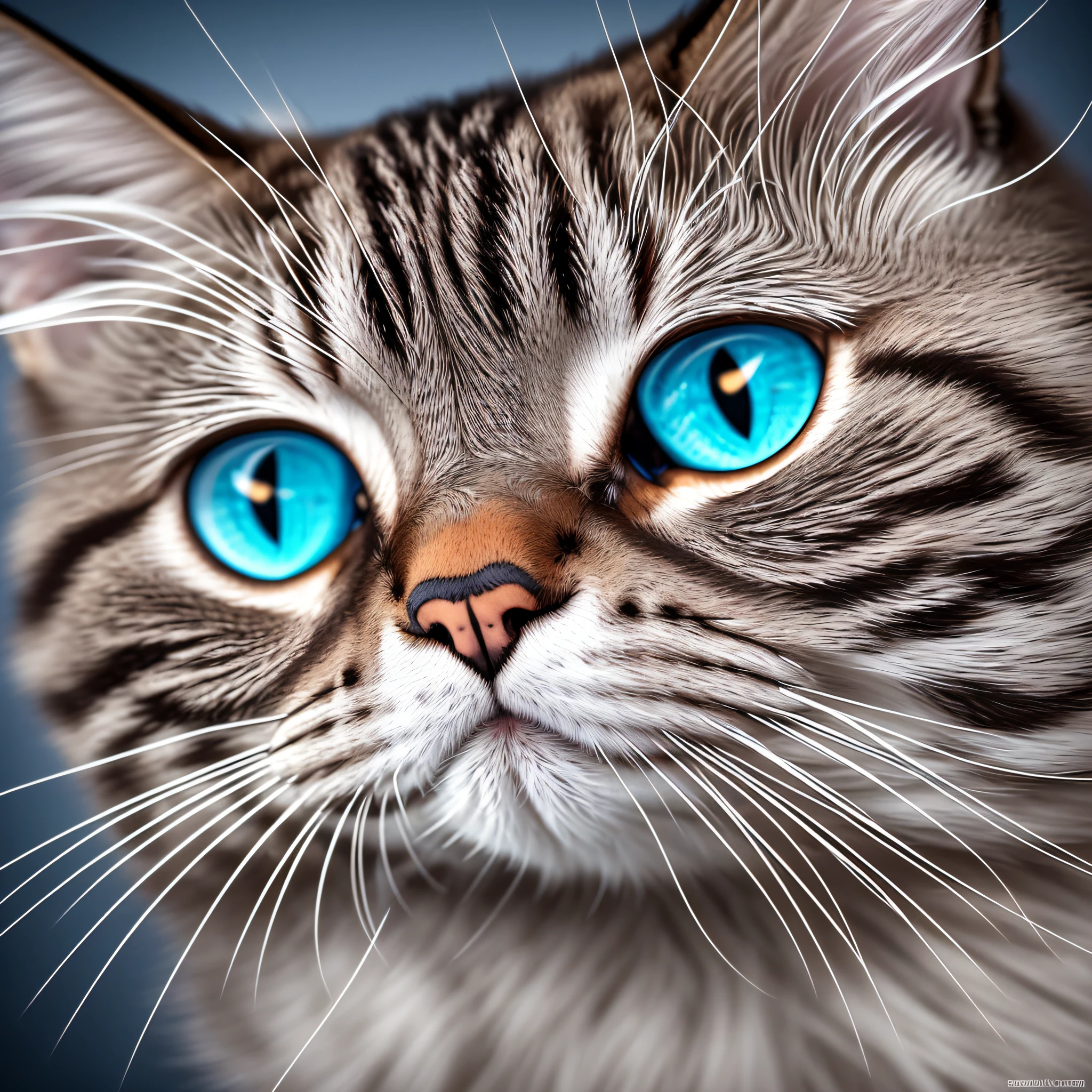 STICKER,"Whiskers and Wags": An intricately detailed close-up of a cat's whiskers, emphasizing the unique characteristics that make them adorable and instantly recognizable, Surrealism, color field printing, high detail, UHD, 8k, anatomically correct, cinematic lighting 4d quality --auto --s2