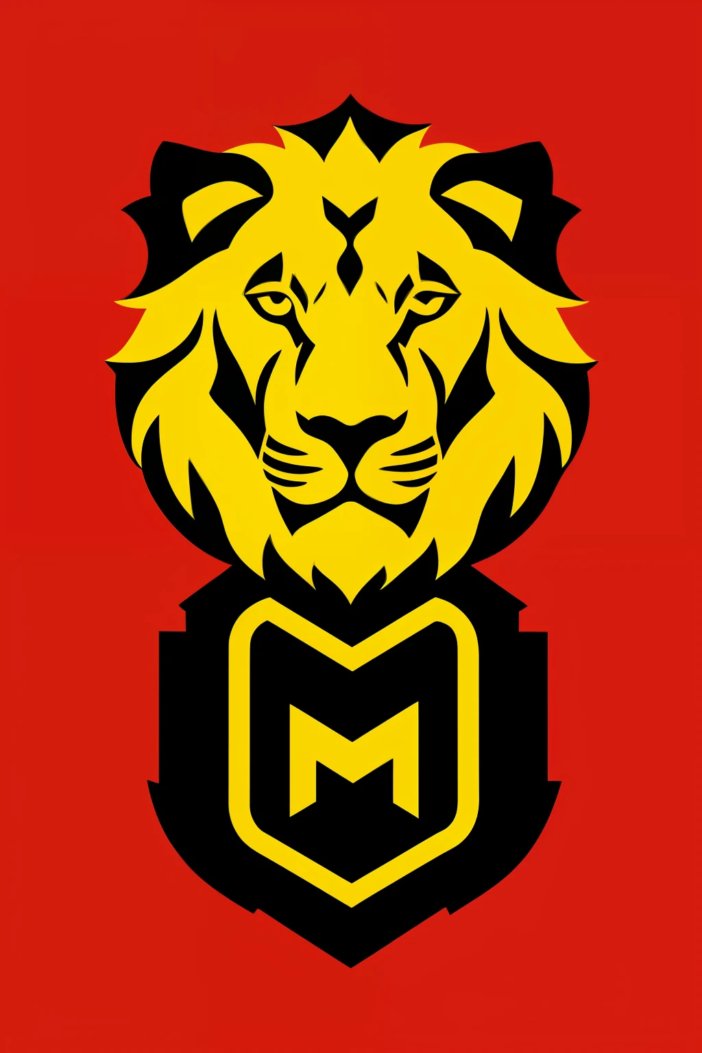 Logo with black contoured lion and red toto background