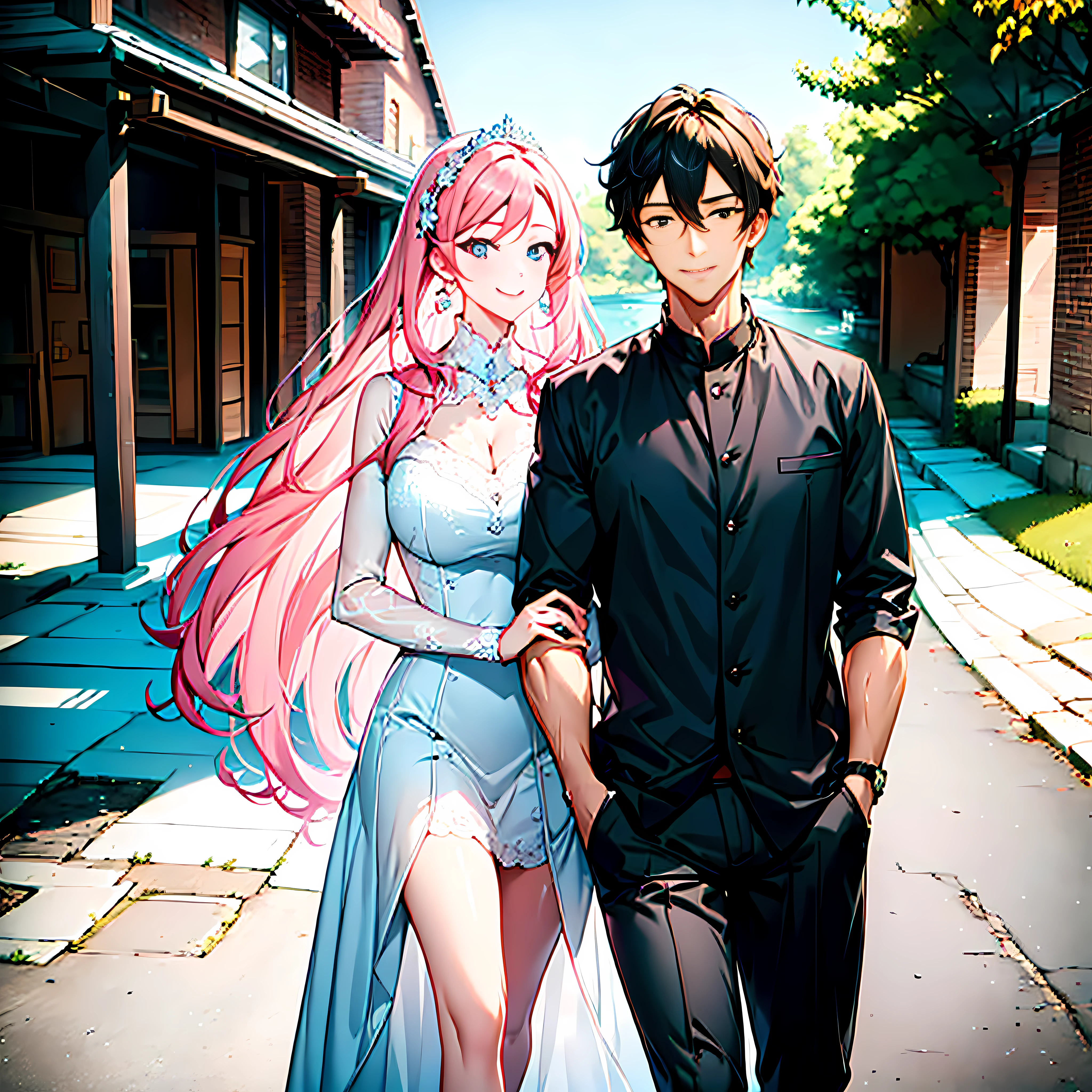 couple, opposite, UHD, ccurate, masterpiece, super detail, high quality, best quality, highres, high details