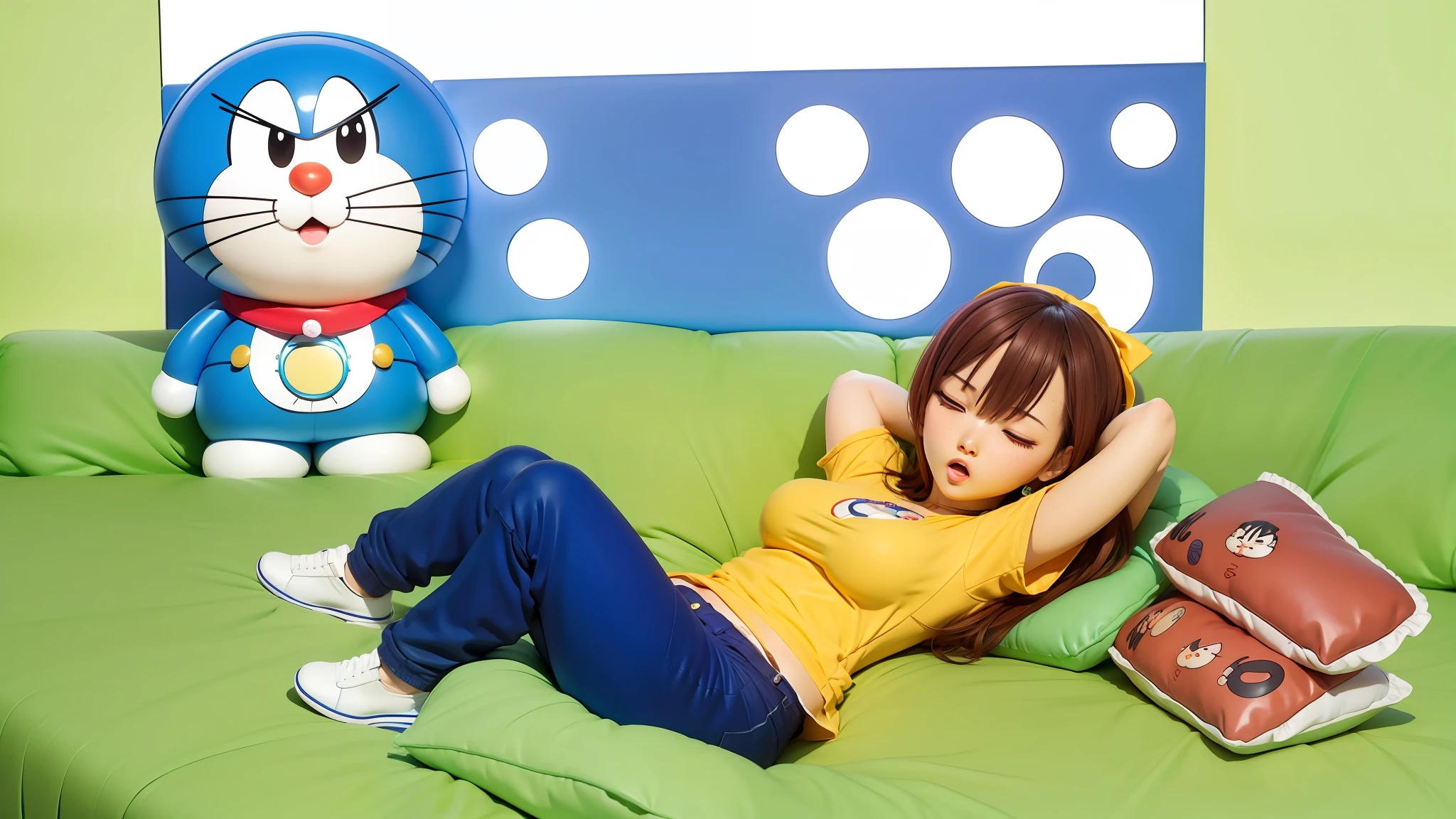 Doraemon rage Watch beautiful women sleep