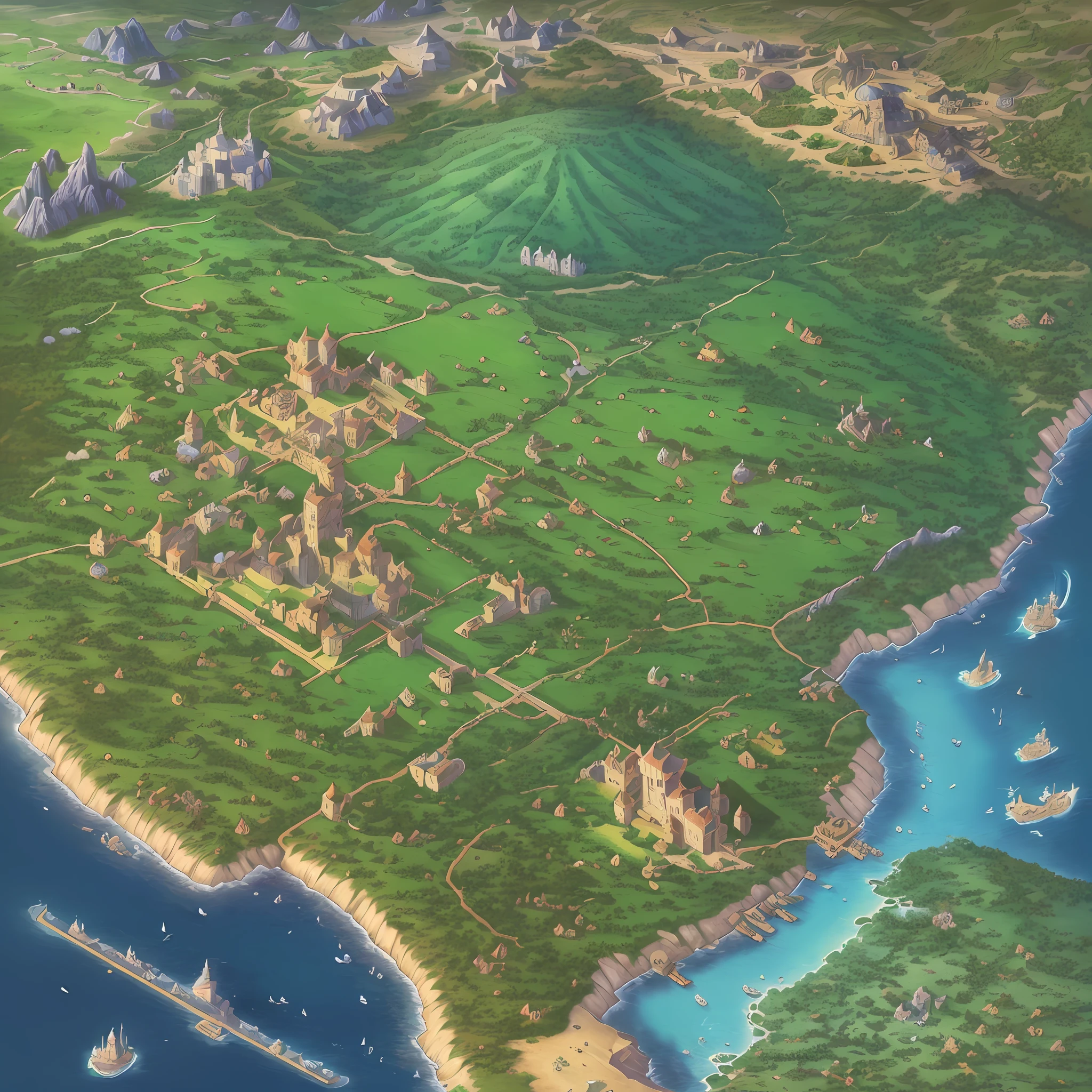 ((best quality)), ((masterpiece)), ((realistic)), fantasy realm, ((world, gigantic world, aerial view)), ((kingdoms, grand kingdoms, six great kingdoms, well-separated kingdoms)), castles, (((citadels)), ((landscape, lush landscapes)), ((map, continental map, cartographic map, cartography)), general plan, ((illustration)), ((highly detailed)), ((sharp focus)), digital rendering, ((professional)), ((4k)), arts station --auto --s2