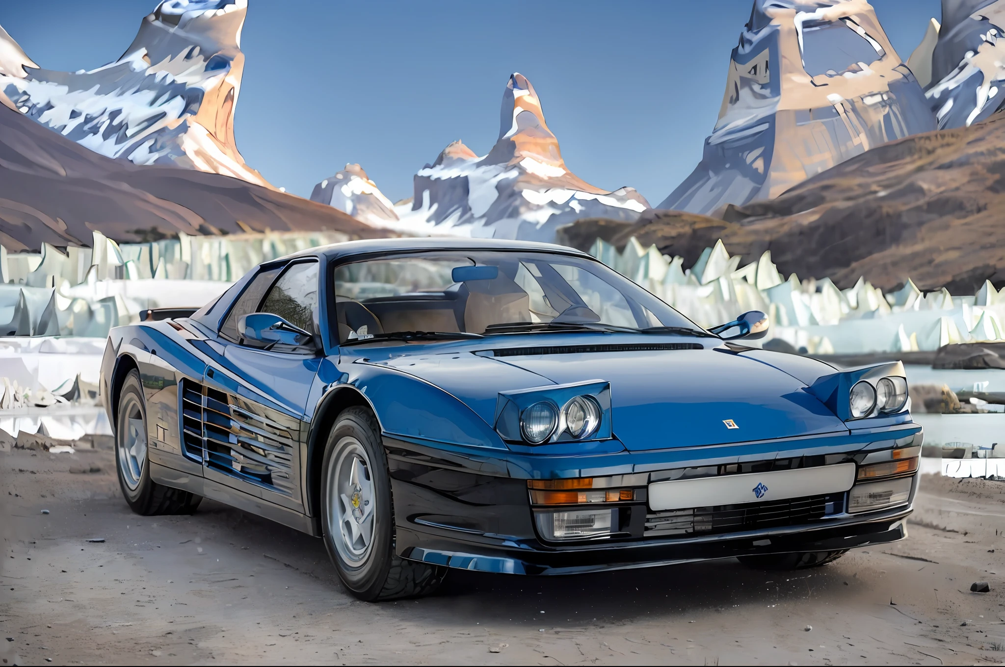 (masterpiece, best quality:1.2), ultra-detailed, (Cobalt:1.5) car in (The Torres del Paine, Chile:1.5) EdobFTestarossa, (realistic:1.5),