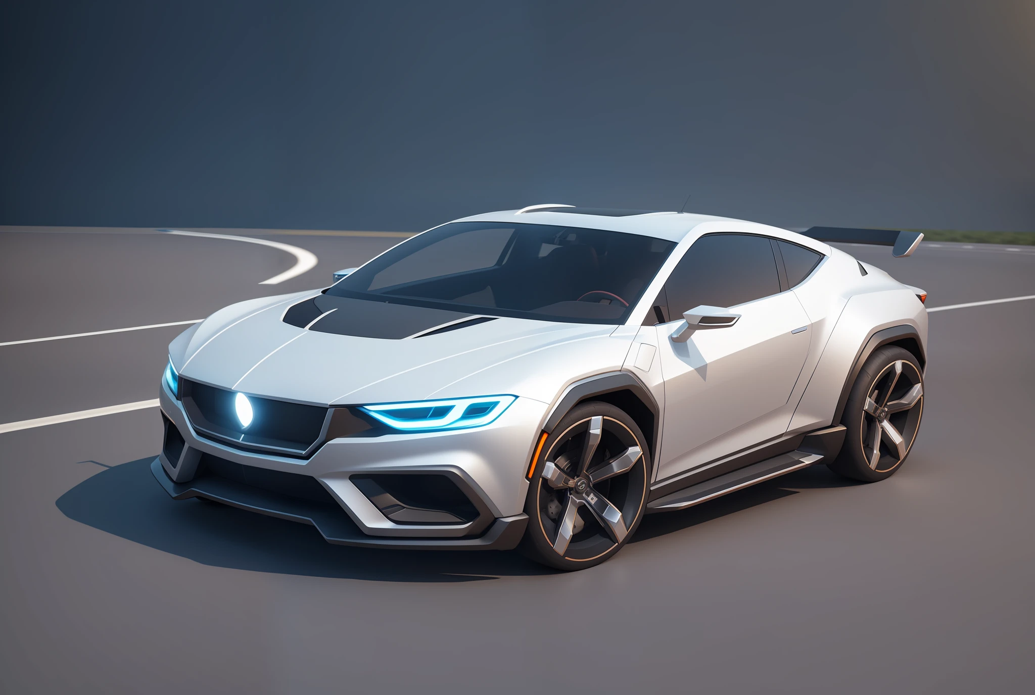 Original concept SUV, futuristic street, designed by Chris LaBrui, isometric, medium lens, 3D rendering, octane rendering, super detail, studio light, high resolution photography.