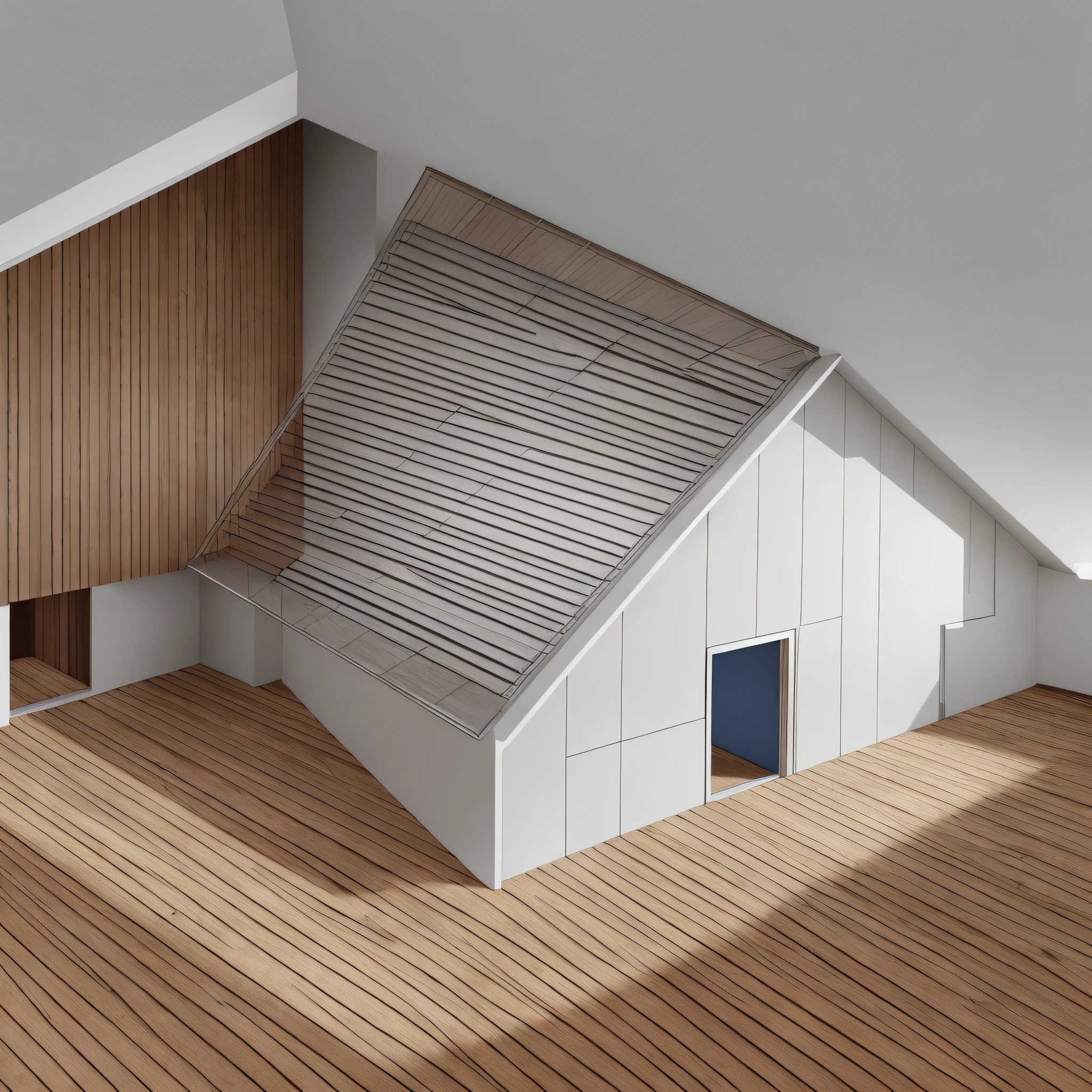 Foreground: Featured image of the exterior view of a 2-story house with roof in two falls, floor-to-ceiling glazed windows, glass doors, balcony, balcony and chimney., Background: Drawing of the floor plan of a residence with lines represented by computer circuits. Add the names of the rooms and their footage in less prominence., Color palette: Use the colors white, black, blue and red., Description: An ultra-realistic image in 8k with drawing stroke seen from an angle of 75º. --auto --s2