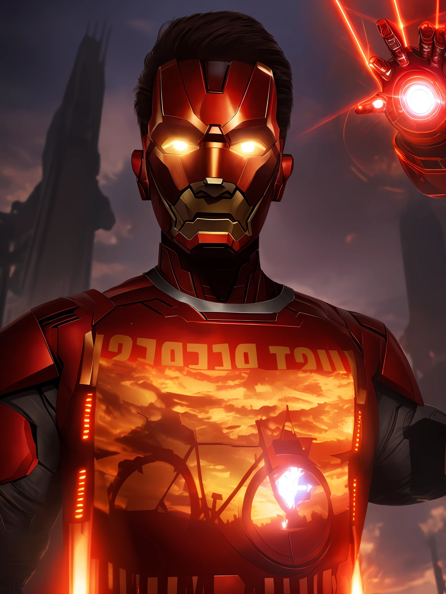 "A man wearing shiny metallic armor in the colors red and gold. The armor has an arc reactor on the chest that emits a bluish light and is the energy source of the armor. The man has his face uncovered and shows a confident expression. The armor has jets in the hands and feet that allow for flight and maneuvering. The armor also has various weapon systems such as repulsor beams, unibeam, missiles, and lasers. The armor is inspired by the character Iron Man from the Marvel comics and movies, a hero who uses his intelligence and technology to fight evil." --auto --s2