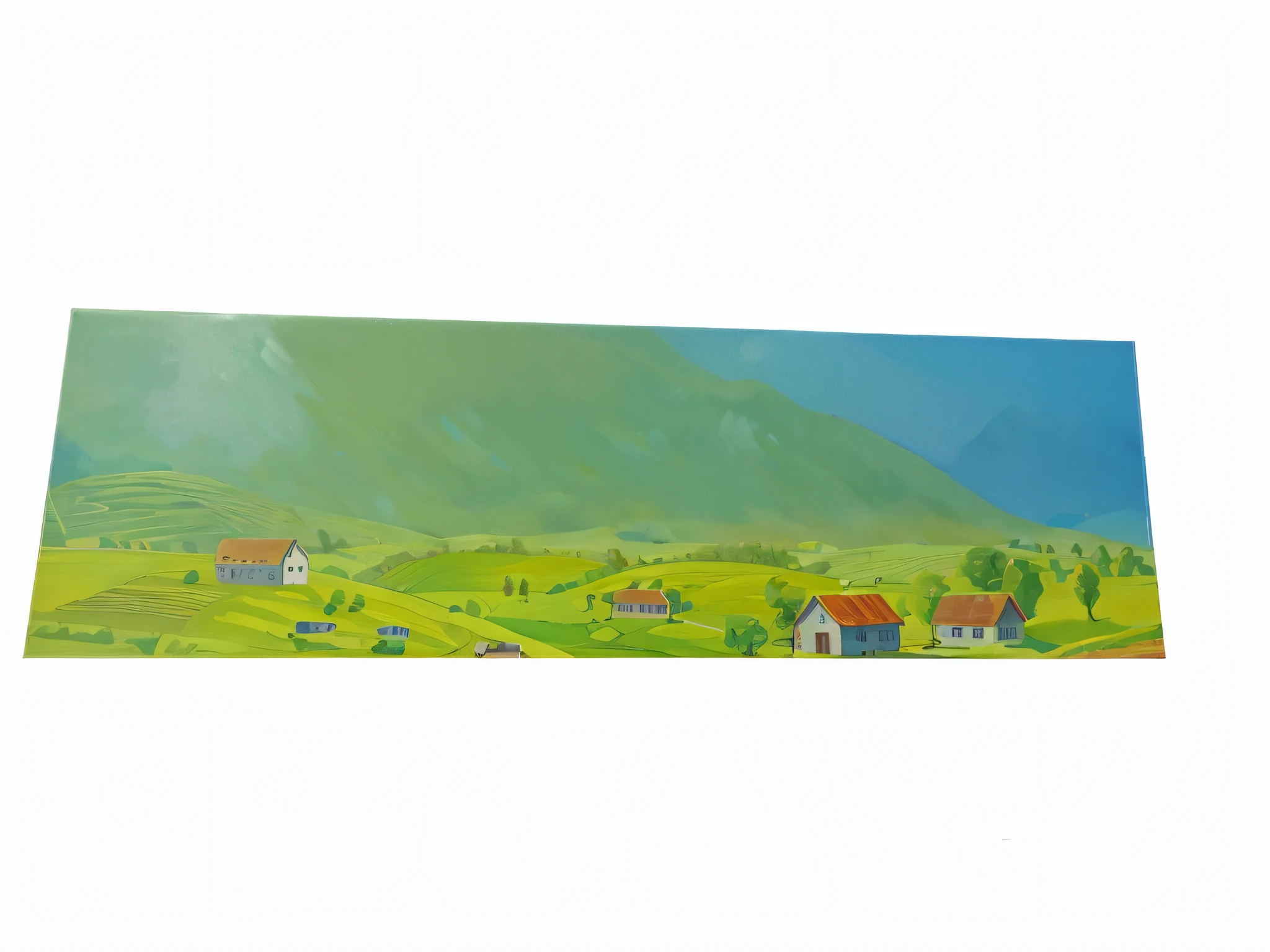 Farm painting with mountain background, distant village landscape, cows grazing on the steppe, distant village background, gouache matte painting, detailed landscape - width 672, countryside, by Ernő Tibor, rural landscape, Bohumil Kubista, rural city scene, by Rainer Hosch, rural landscape, by János Kass, painted by Ulrich Leman --auto --s2