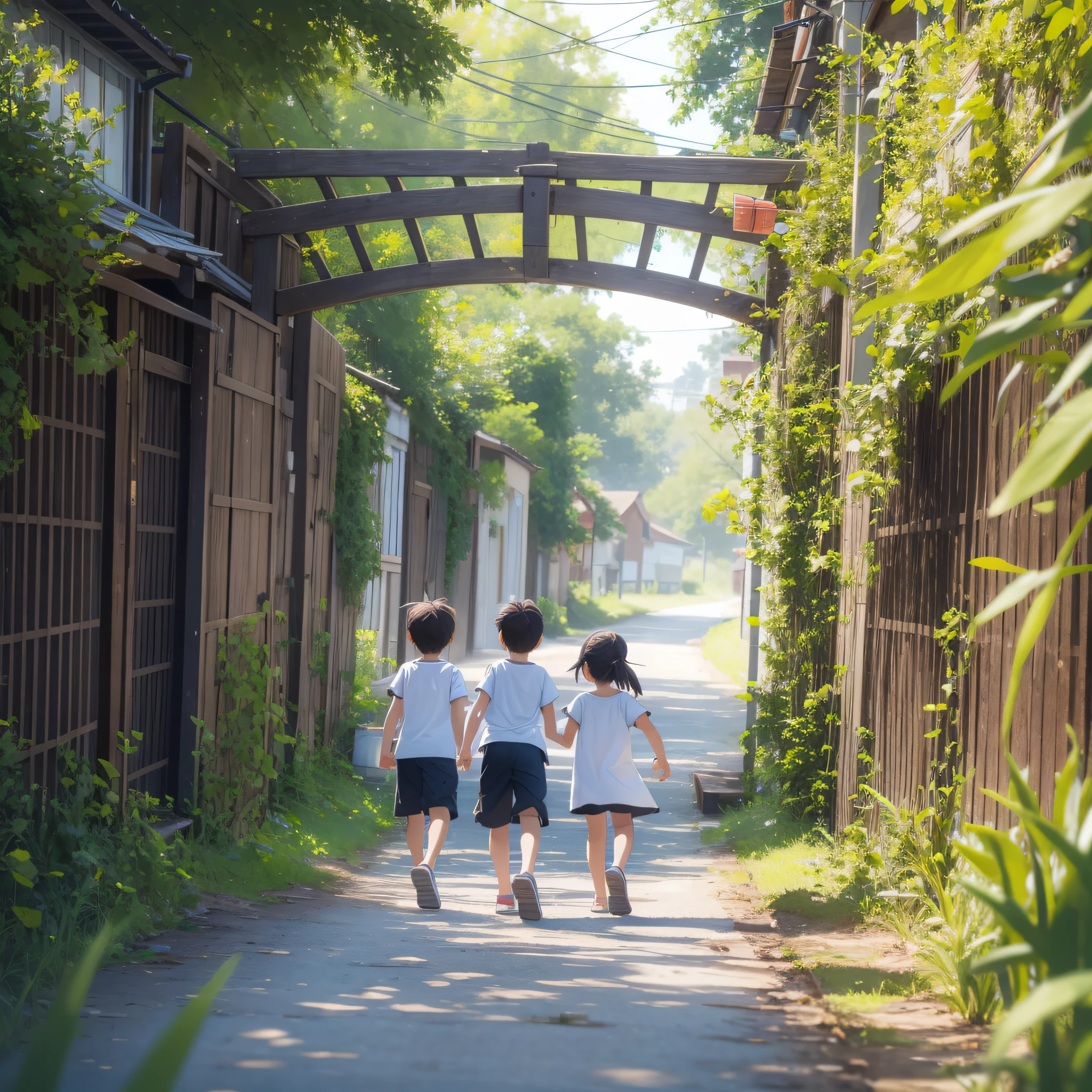 Kids frolicking on summer vacation