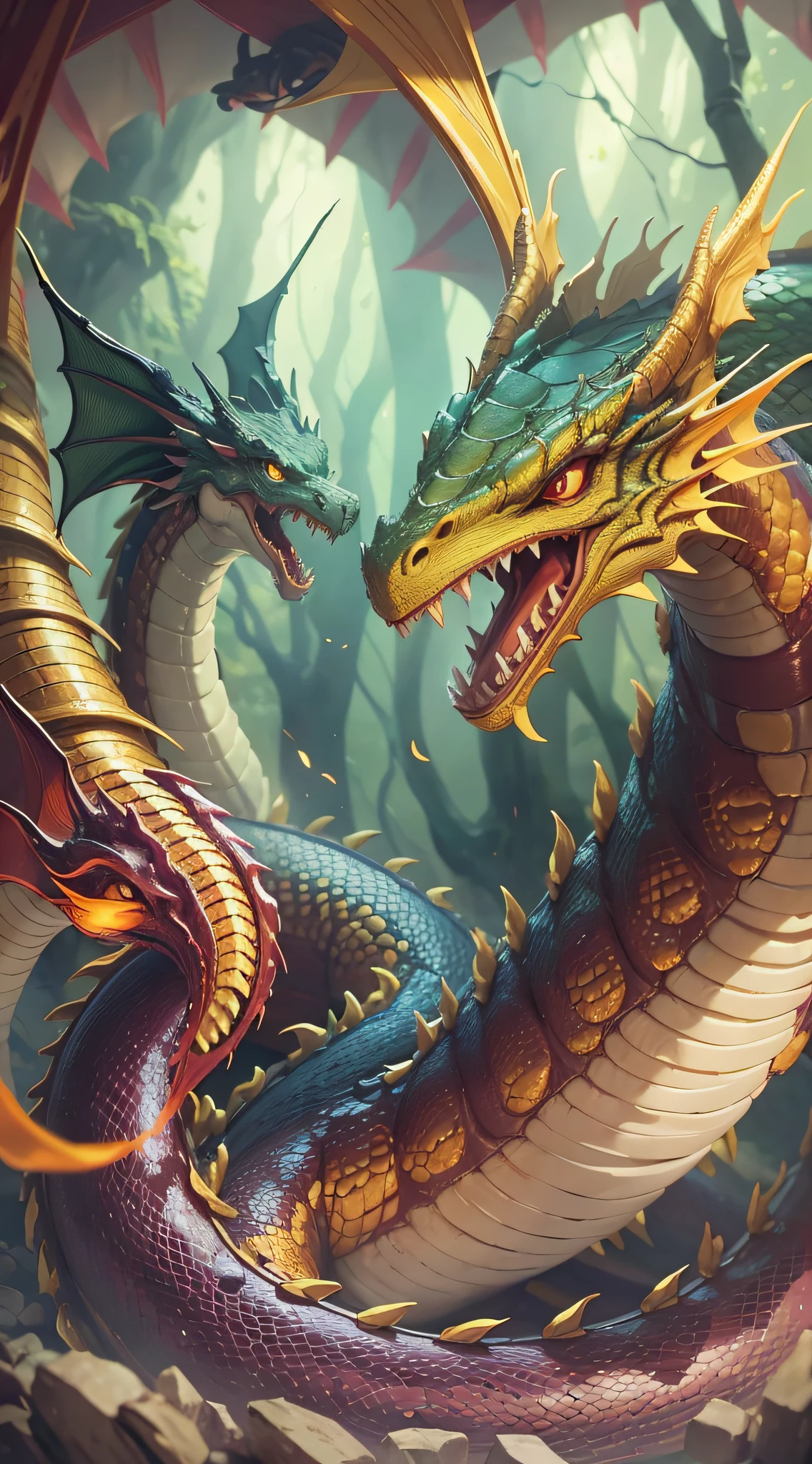 Yellow dragon, fortune is about to come, no arms, no legs, no hands, arms or legs, warm shrine in the background, gentle expression, wriggling dragon, dragon, snake, one dragon, placed in the center
