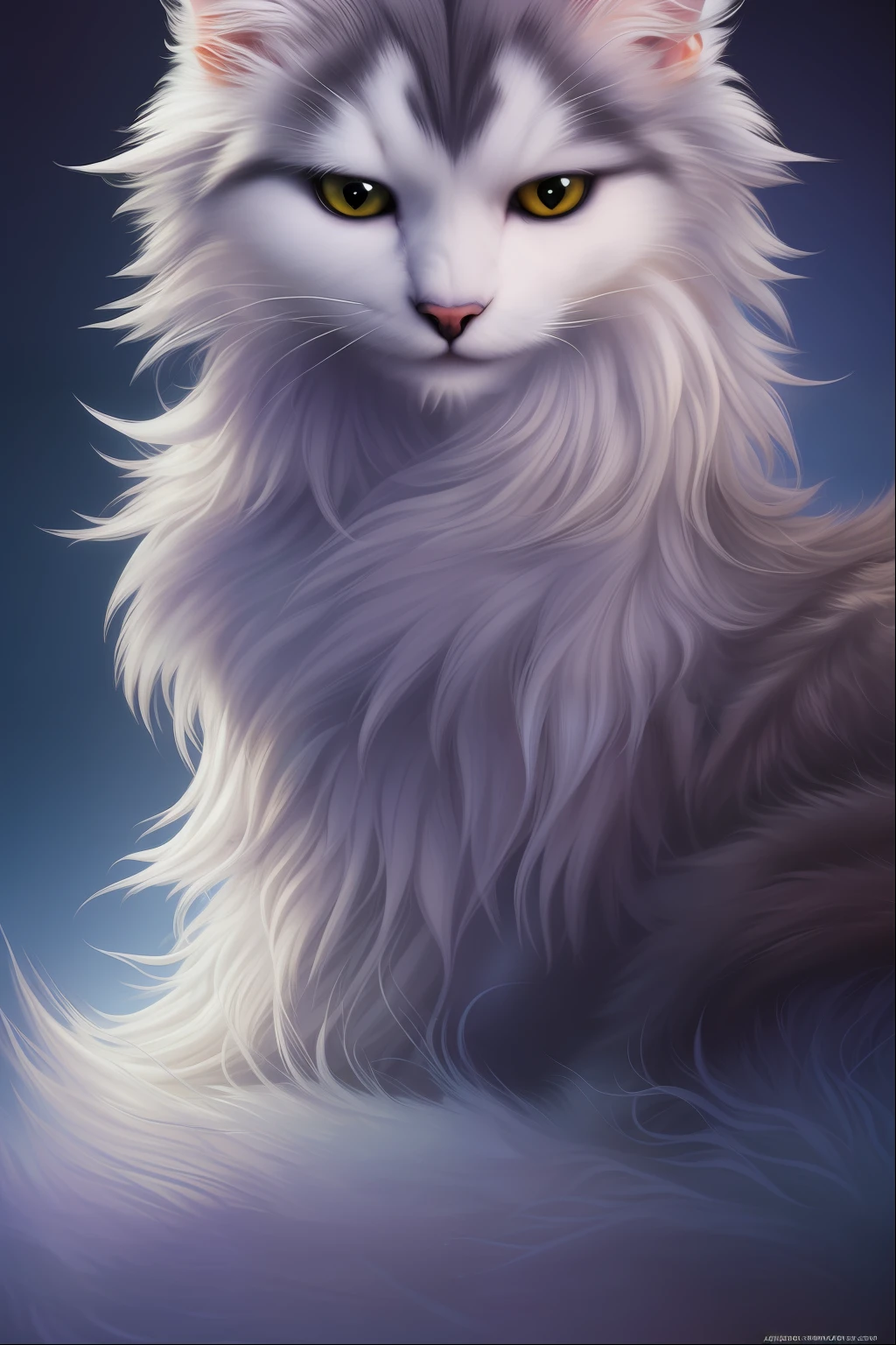 realistic cat, fluffy, very detailed fur, ultra realistic, concept art, intricate details, eerie, highly detailed, photorealistic, octane render, 8 k, unreal engine. art by artgerm and greg rutkowski and charlie bowater and magali villeneuve and alphonse mucha