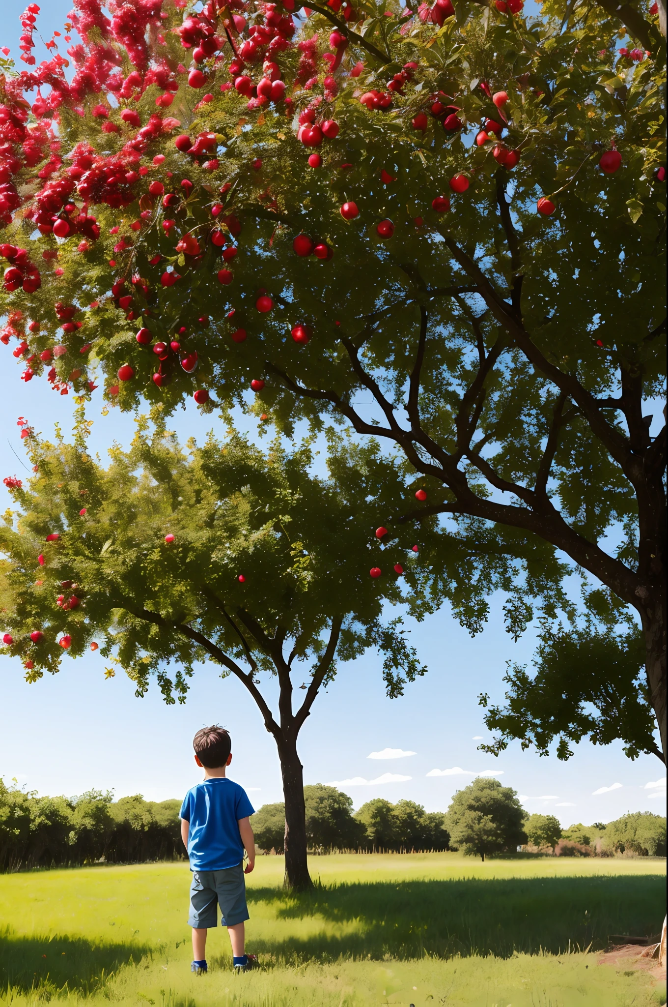 the same boy with under an apple tree