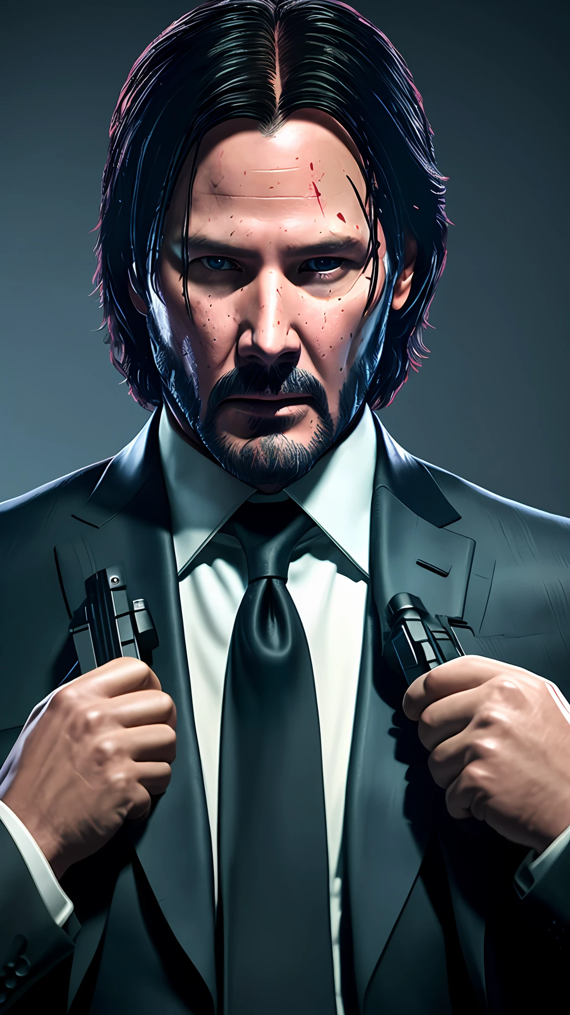Arafed image of a man in a suit and tie holding two pistols - SeaArt AI