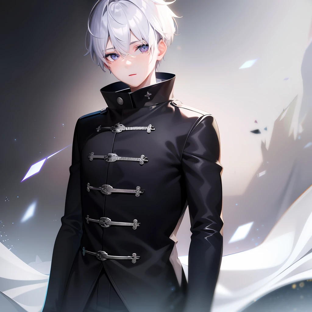 A boy with white hair and silver eyes