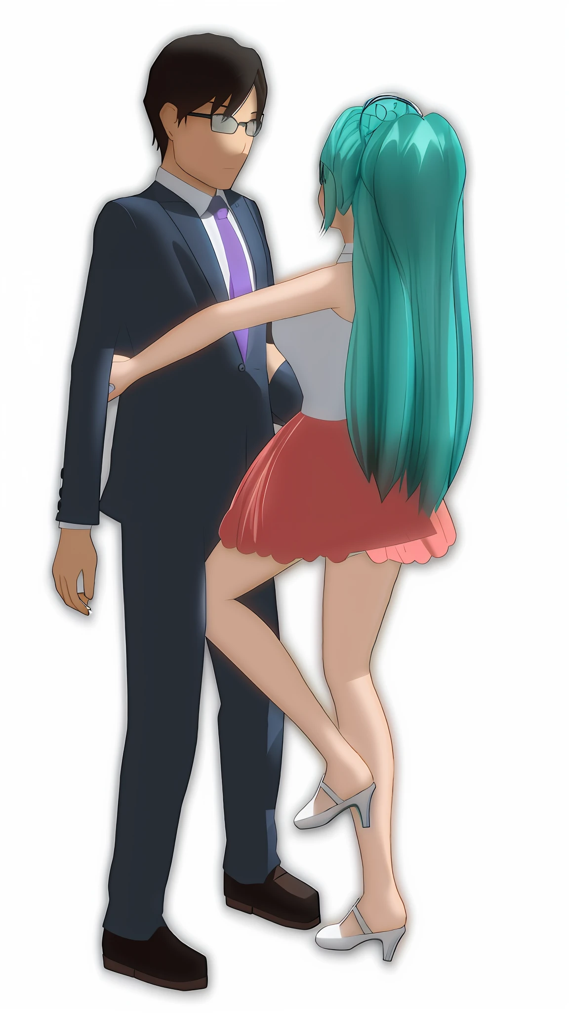 cartoon of a man and woman in formal attire standing next to each other, couple pose, dancing with each other, dancing in the background, doing an elegant pose over you, couple dancing, elegant pose, doing an elegant pose, mikudayo, cute elegant pose, yandere. tall, stylish pose, standing elegant pose, anime pose, anime styled 3d