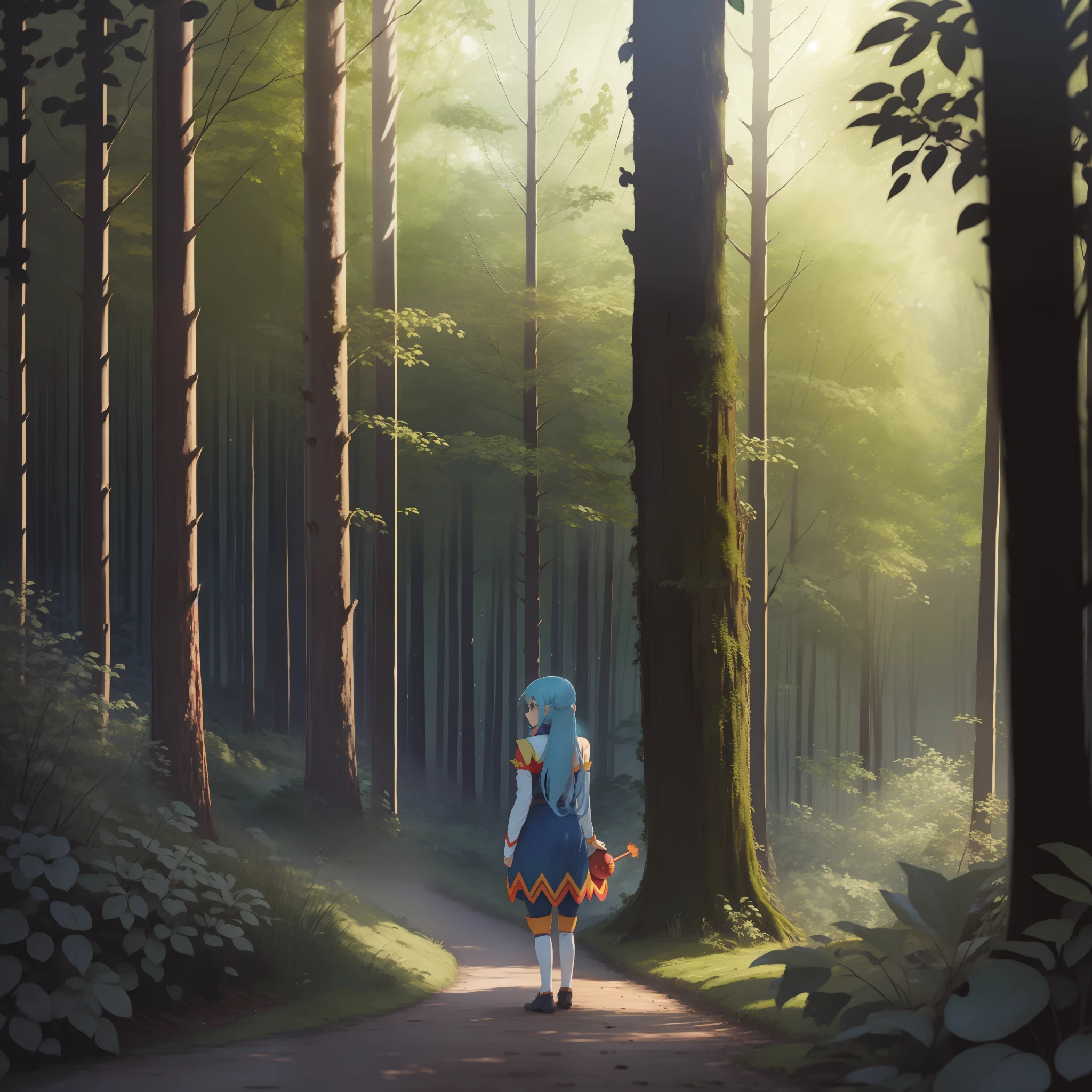 Aqua, Megumin wallpaper in Forest