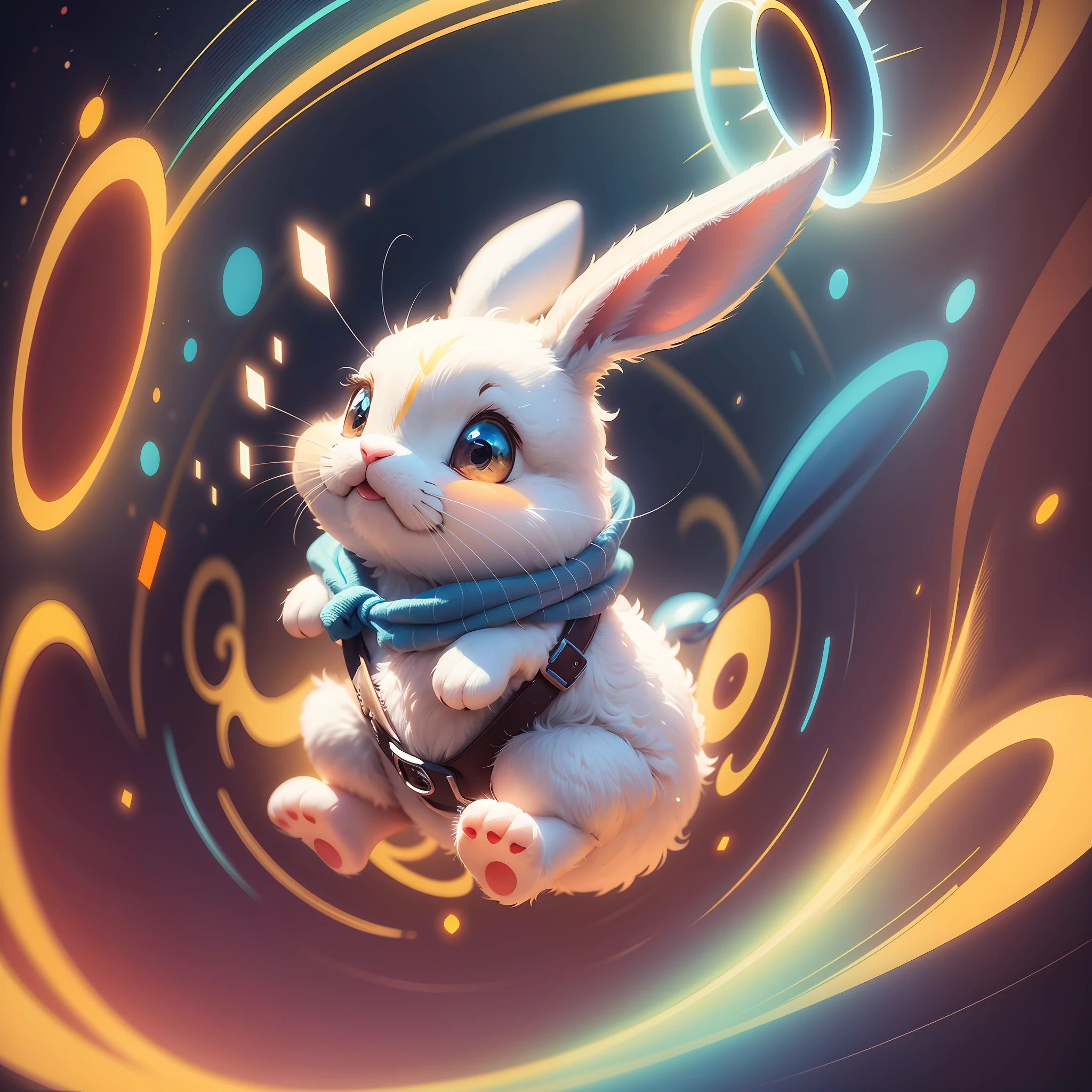 bouncy rabbit, cheerful and friendly, cute, logo design, cartoon style disney, cinematic lighting effect, charming, 3d vector art, cute and quirky, fancy art, soft lighting, 8k resolution, highly detailed cleaning, vector image, illustration, simple space scenery, plain white background, isometric, vibrant vector --auto --s2