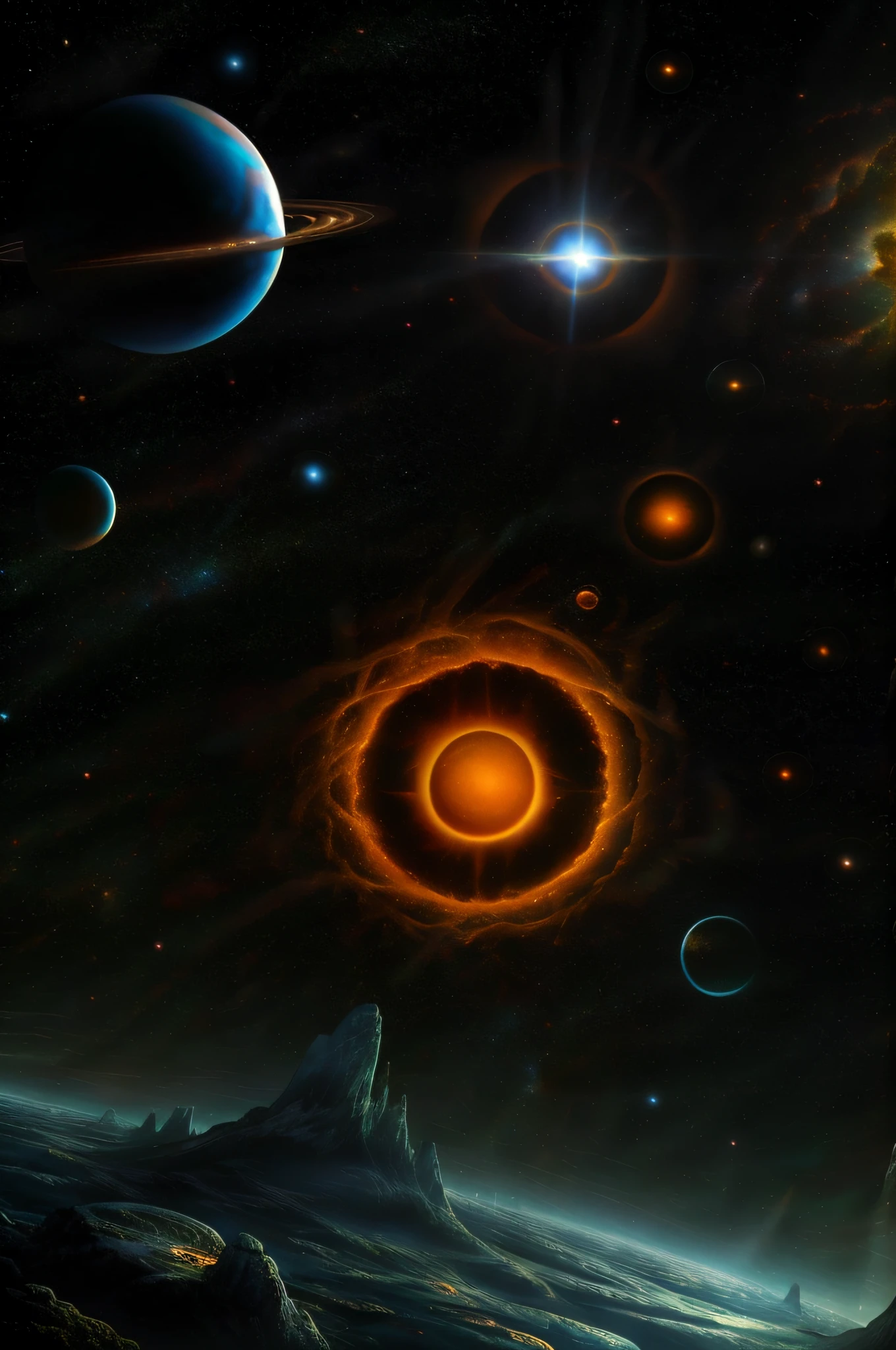 Masterpiece, top quality, high quality, highly detailed CG Unity wallpaper, depth of field, HDR, photorealistic, highly detailed, complex, high detail, beautiful ant nest shrouded in transparent mist, hemispherical, space, universe, galaxy, star, planet, astronomy, universe, astronomical object, nebula, black hole, solar system, cosmic rays, supernova, deep space, celestial body, ant nest like a galaxy