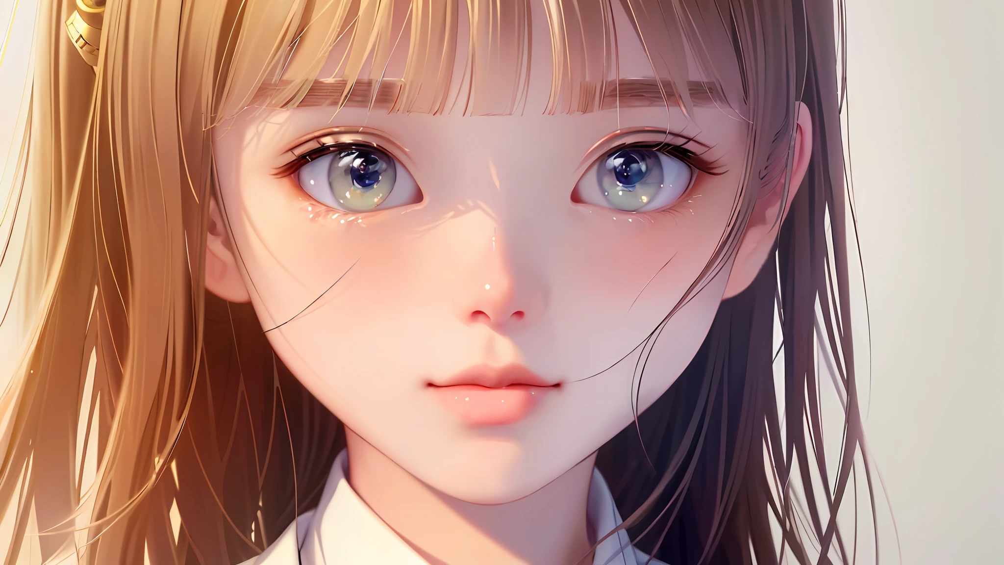 original,(illustration:1.1),(best quality),(masterpiece:1.1),(beautiful and clear background:1.25),(extremely detailed CG unity 8k wallpaper:1.1), 
1girl, flat bangs, stunning innocent symmetry face, shirt, emotional, ulzzang, (PureErosFace_V1:0.7)