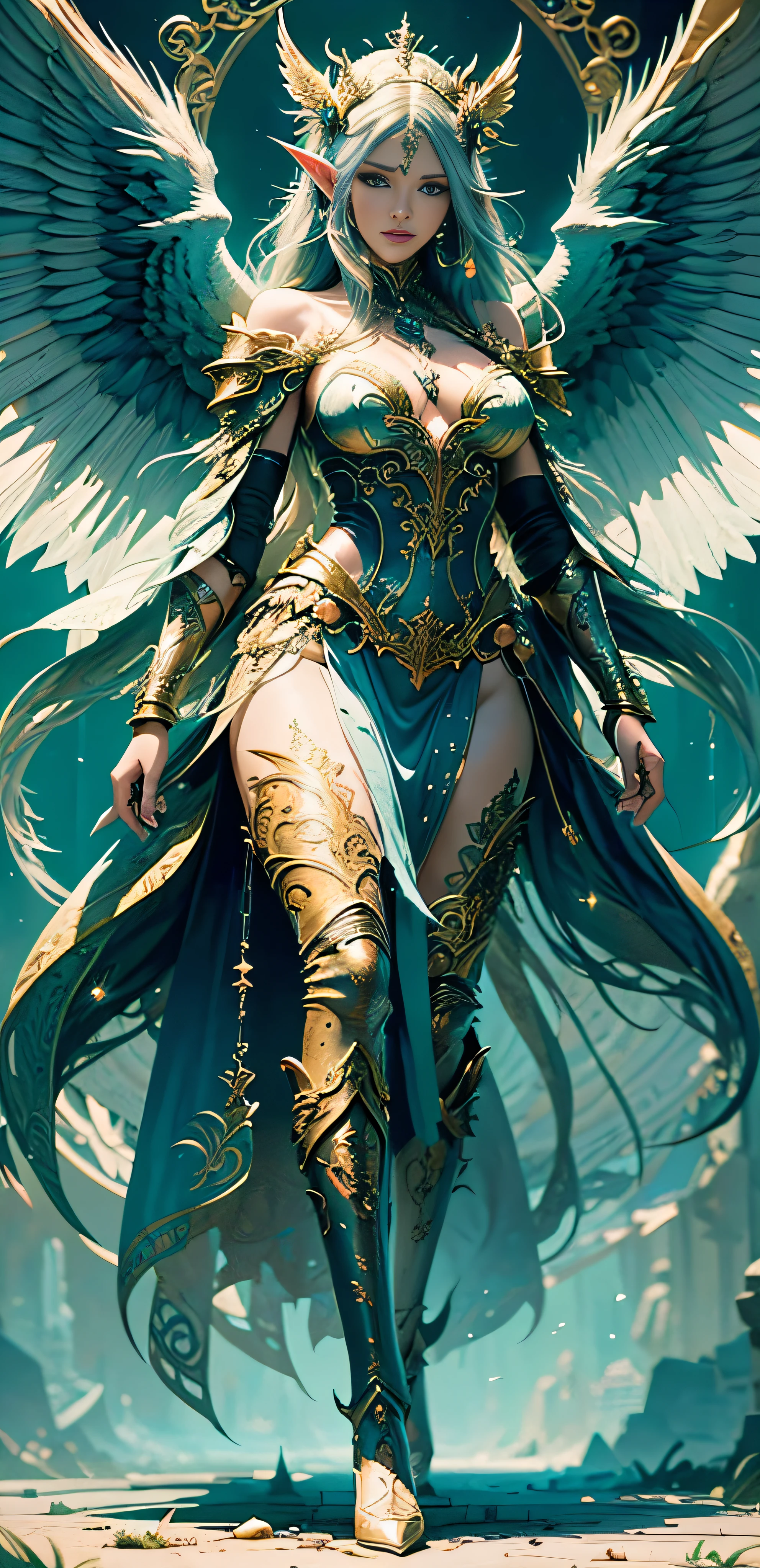 (best quality: 1.1), (masterpiece: 1.1), detailed, perfect anatomy, a closeup of a woman with gorgeous brown eyes face in a costume with a dragon on her shoulder, costume costume, cinematic goddess body shot, majestic full-body angel, elegant cinematic pose, hyperdetailed full-body shot, hyper-detailed fantasy character, full-body image,  as a mystical valkyrie, detailed full body, beautiful and elegant elf queen, unreal render engine + a goddess, moody lighting, brightness, mysterious, mystical, magical, rim lighting, vibrant, psychedelic, colorful, intricate, elegant, sharp focus, highly detailed, digital painting, conceptual art, matte, masterpiece, hyper detailed ultra sharp, vibrant aesthetic, blood wave, colorful, psychedelic, ornate, intricate, digital painting,  concept art, smooth, sharp focus, illustration, beautiful female,