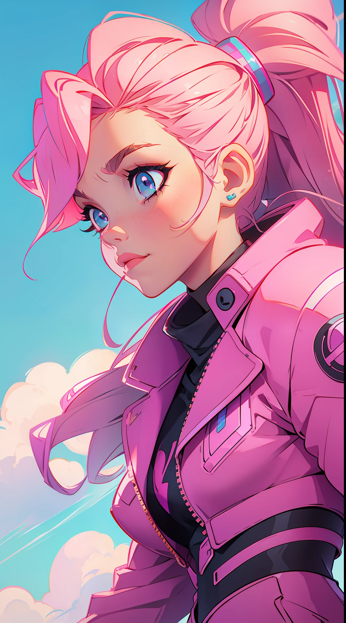 cute synthwave anime girl