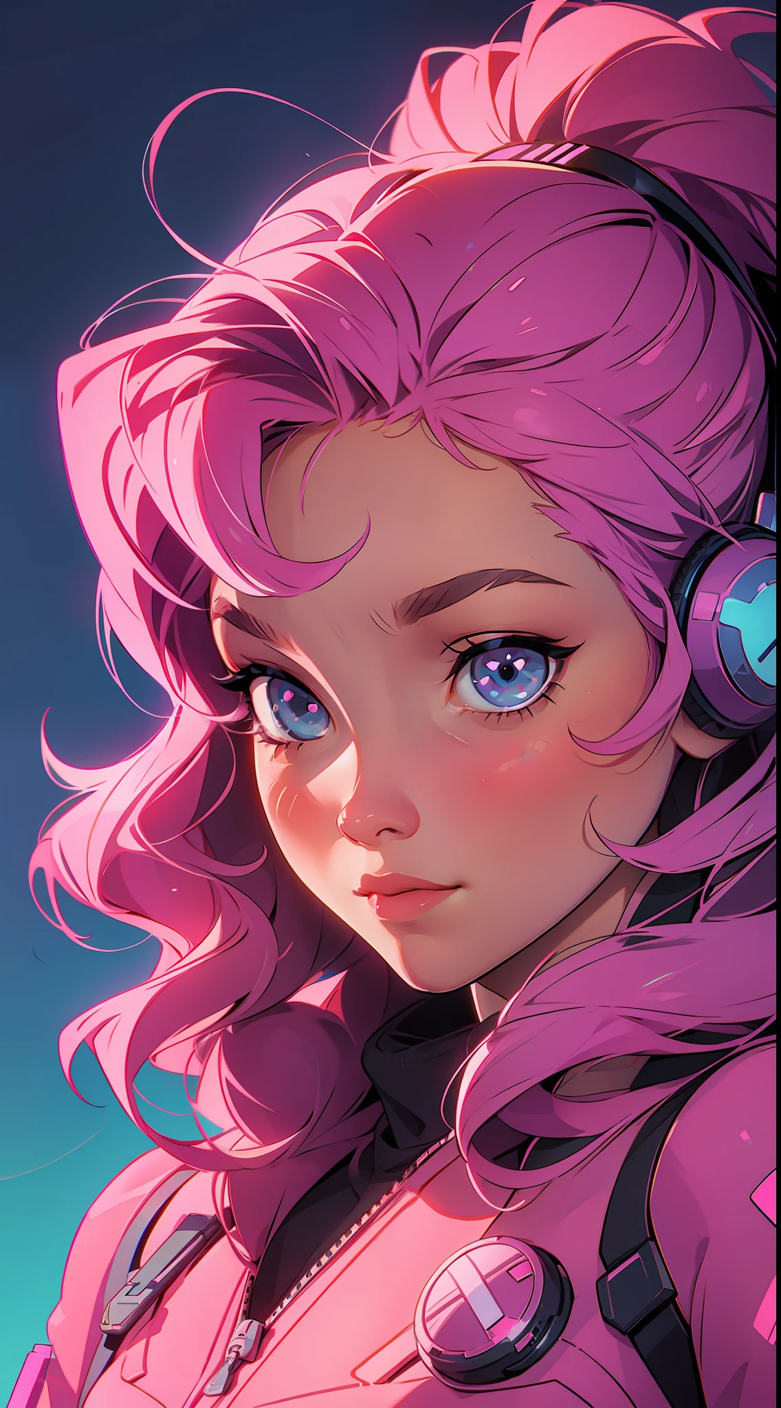 cute synthwave anime girl