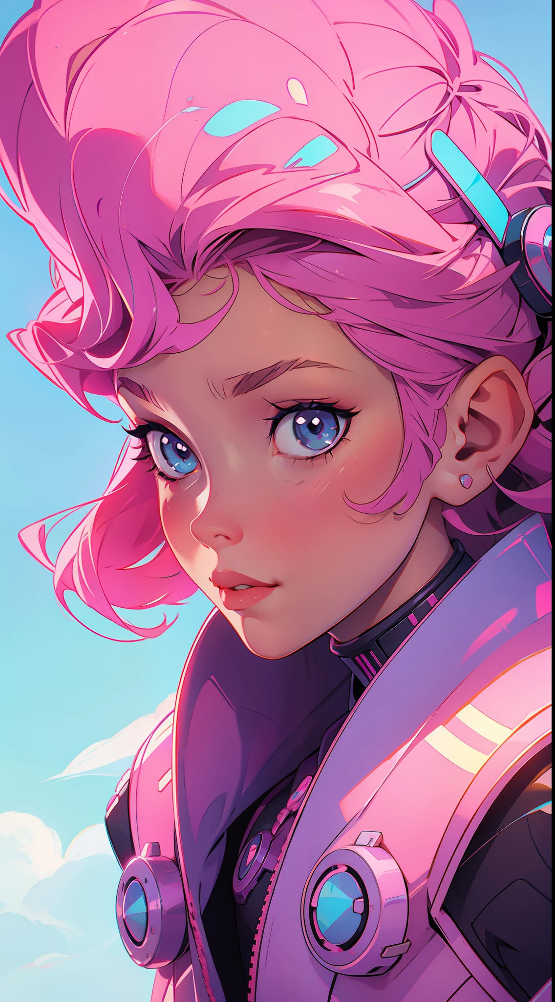 cute synthwave anime girl