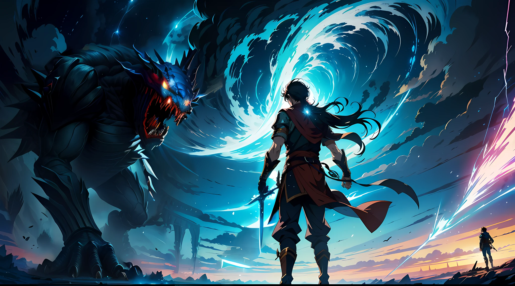 Character holding a futuristic sword