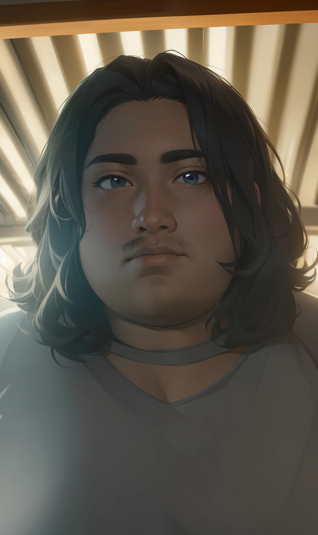(8k, best quality, illustration, portrait, 19 year old fat man, black skin) anime art style