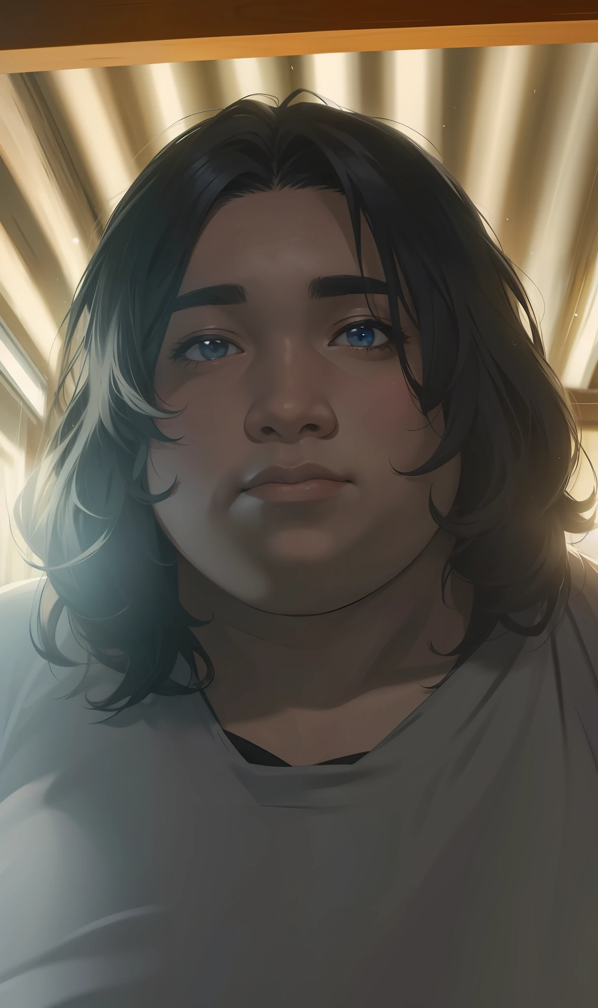 (8k, best quality, illustration, portrait, 19 year old fat man, black skin) anime art style
