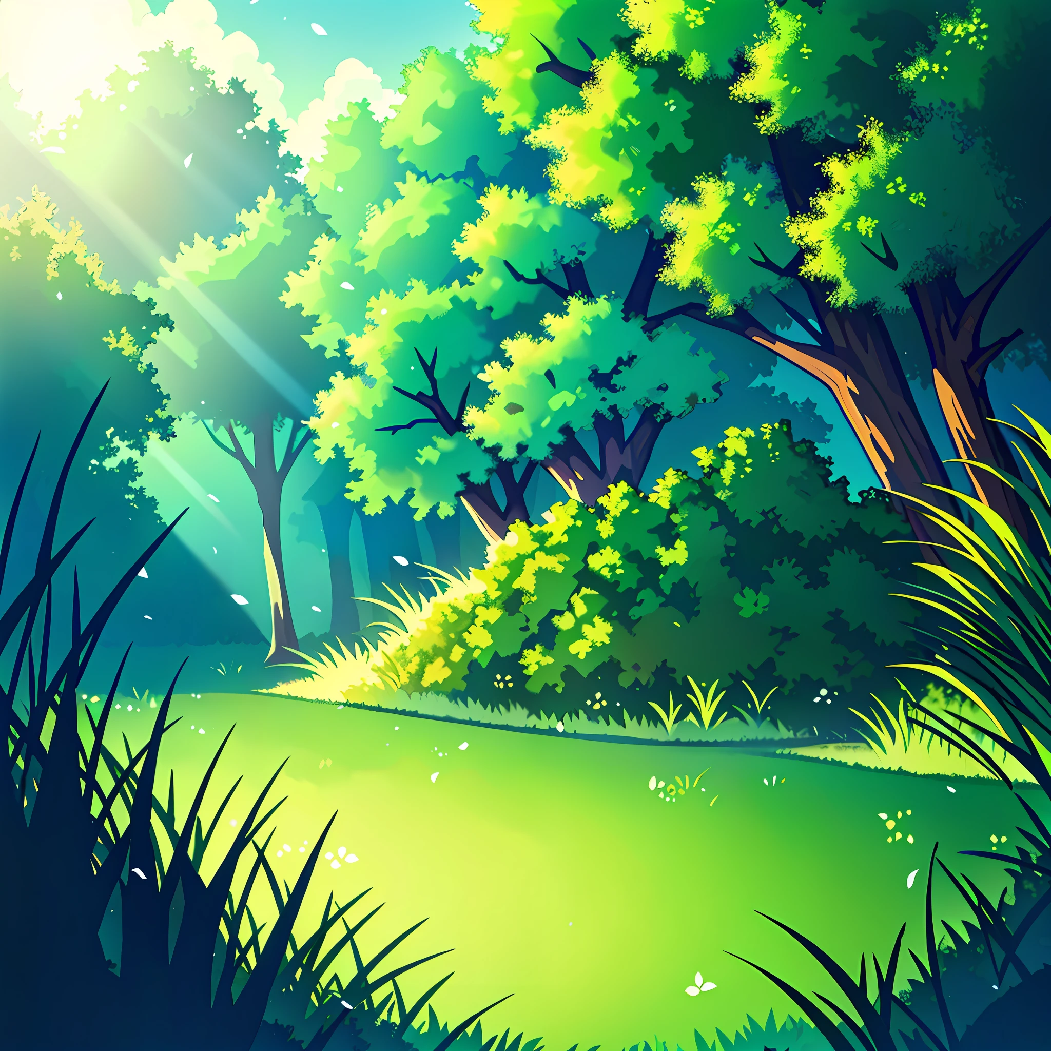 illustration of a green forest with grass and trees, forest clearing landscape, lush forest landscape, at lush forest background, background artwork, forest landscape, fantasy forest landscape, soft forest background, bright forest, background art, meadow in the forest, sunny park background, fantasy forest background, magical forest background, fantasy forest landscape at day, detailed forest background, lush green deep forest