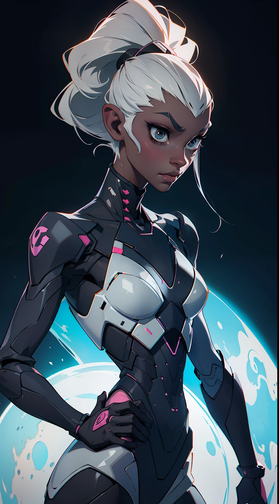 Dark-grey skinned WOMAN humanoid Alien