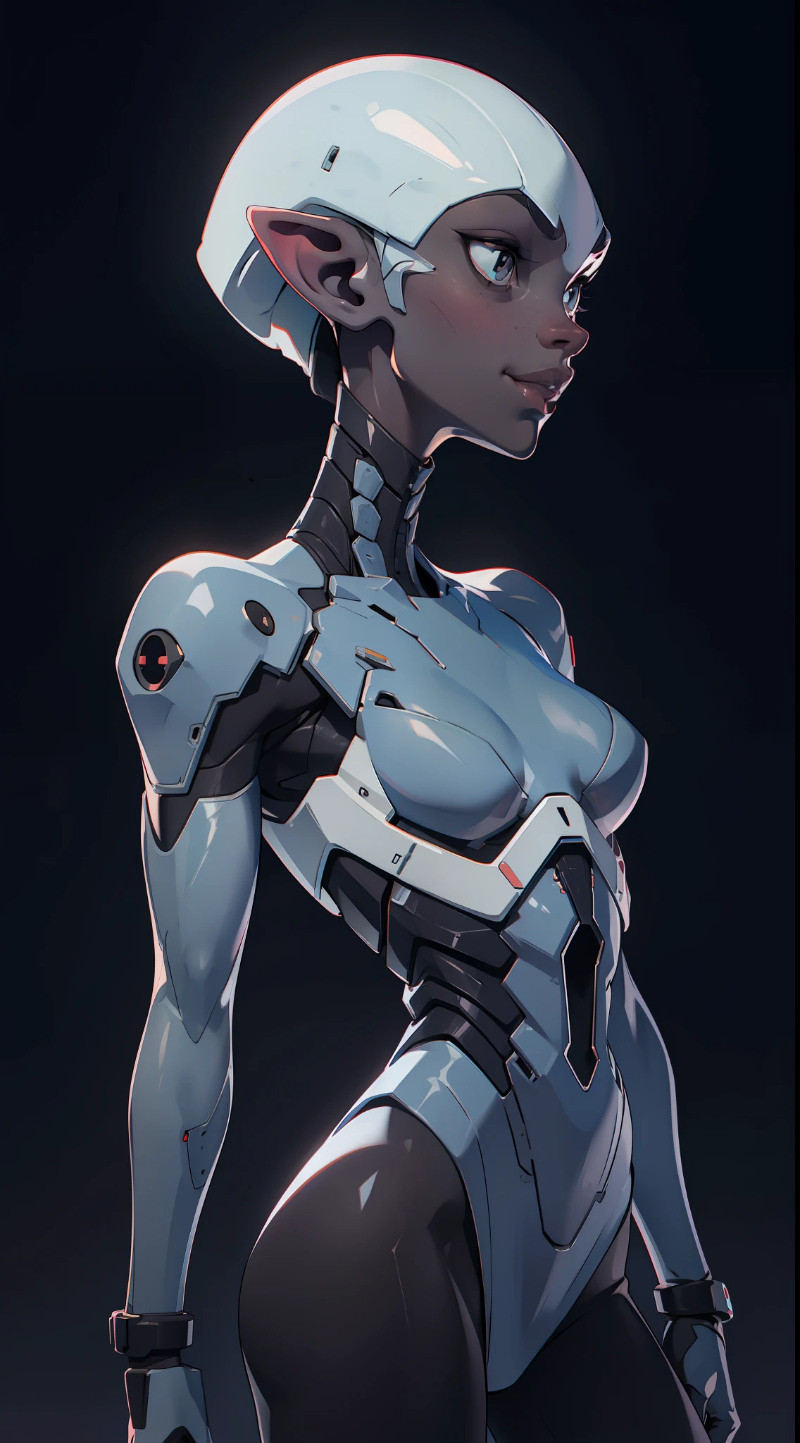 Dark-grey skinned WOMAN humanoid Alien