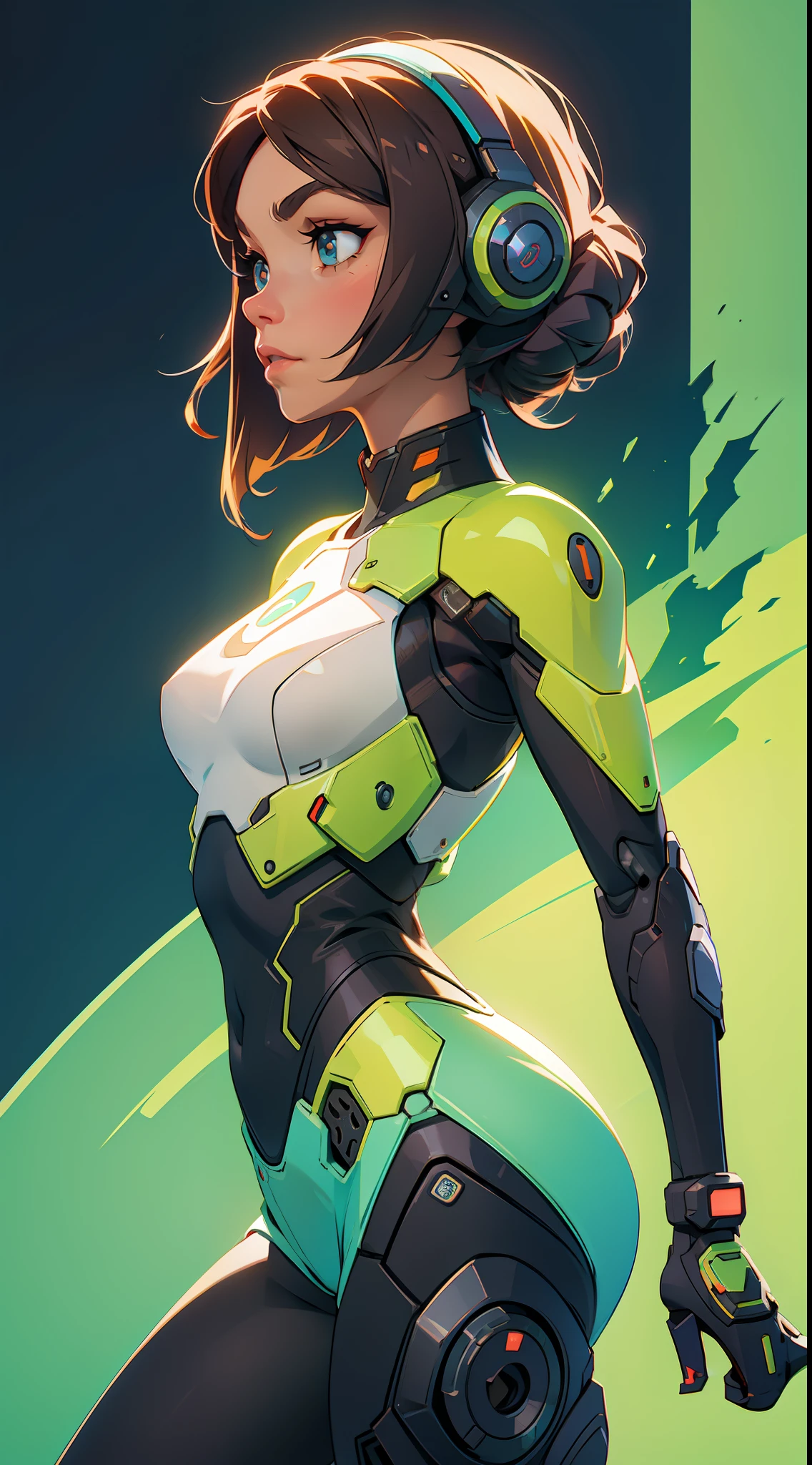 android woman with intricate machine details