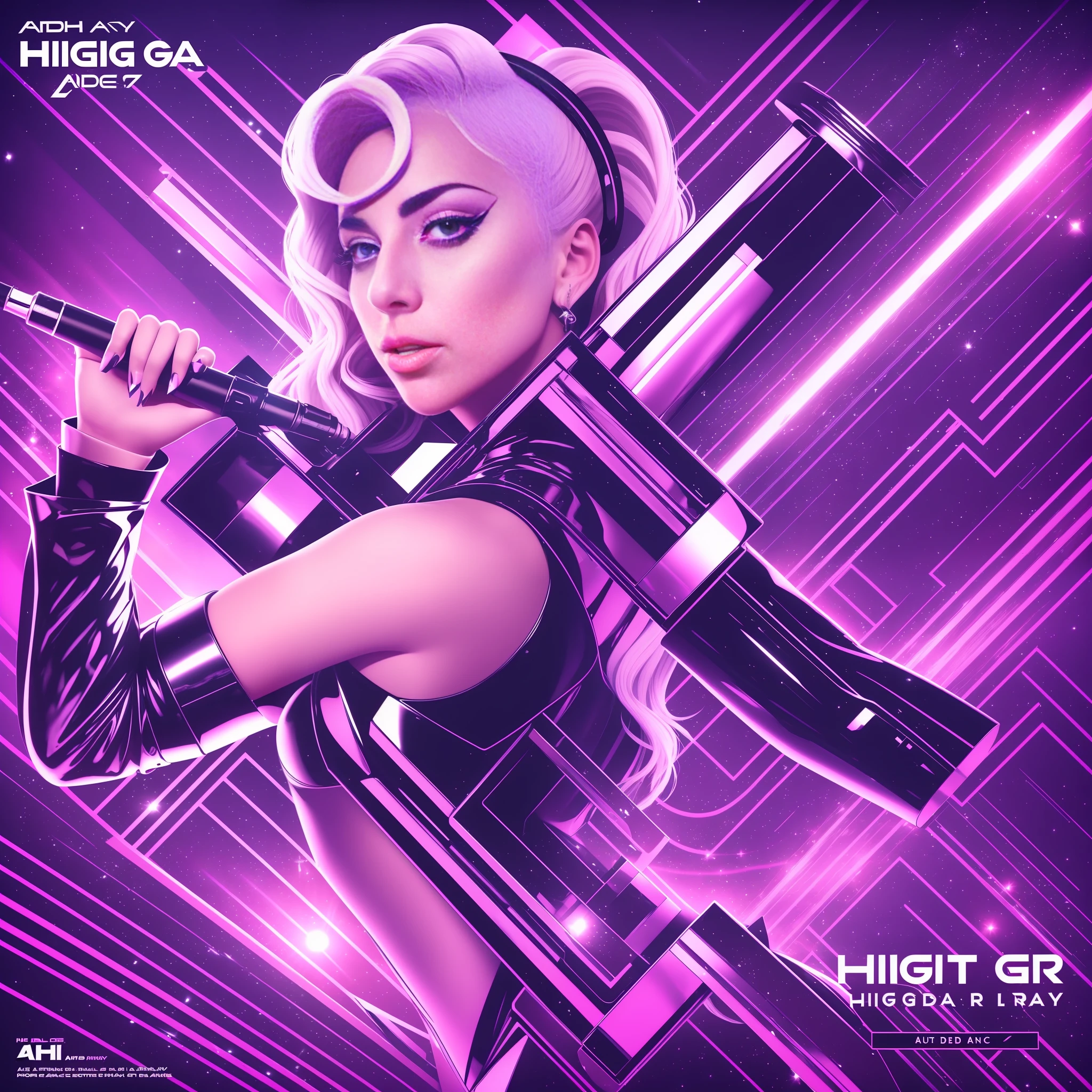 A cover of "Single" for the track "Replay" of the da Lady Gaga, High Definition, 4K, detailed, effect, Pop, Music, Dance, Art, Conceptual, --auto --s2