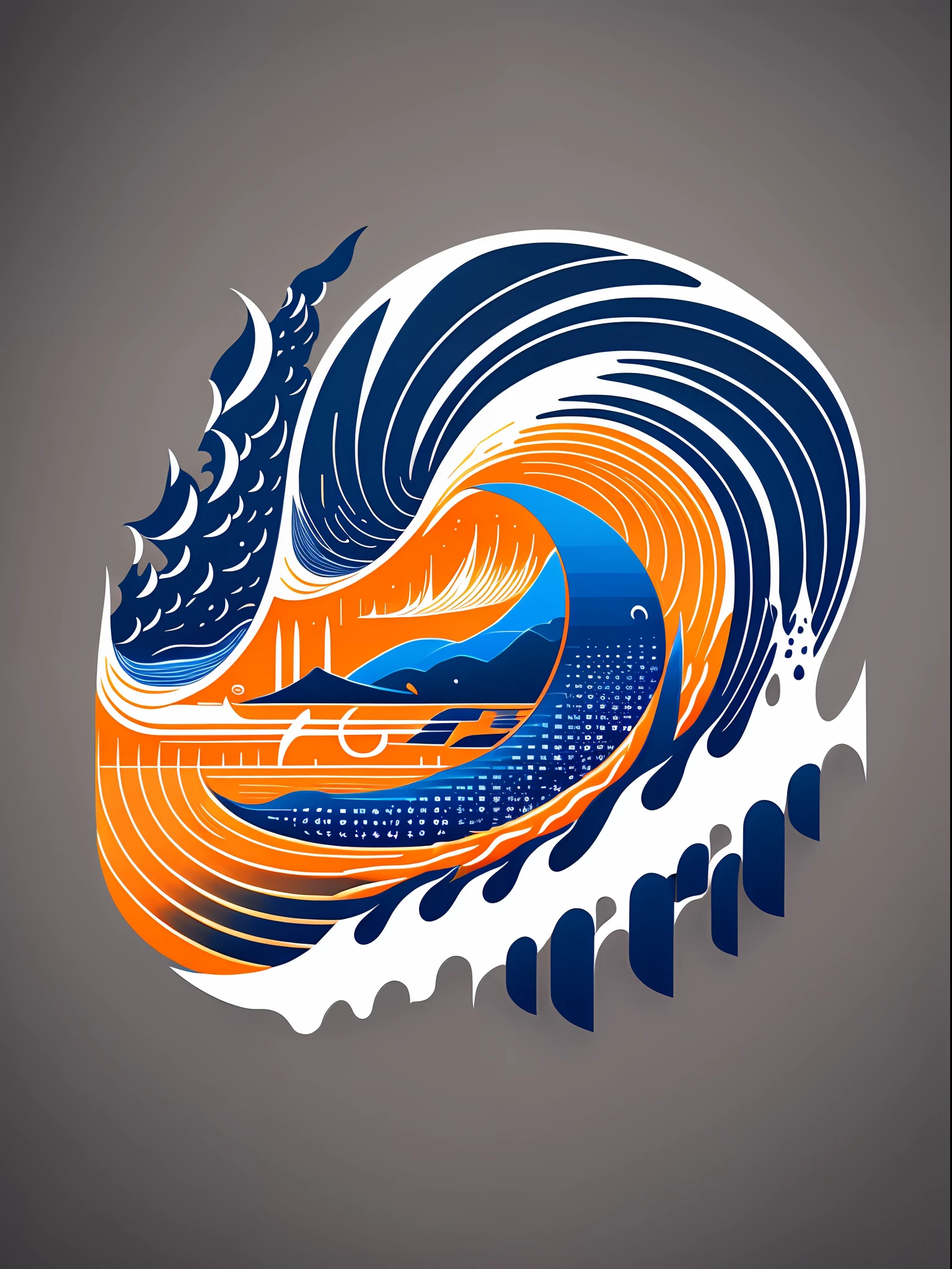 Logo with Harbour Bay Mouth text, Wave Line Art Logo, Black and Dark Blue Background, Bright Blue, Bright Orange, Minimum and Pure — Whale, Simple, Ultra Detailed, Detailed Drawing, Vectorization, Silhouette, 8k. --auto --s2