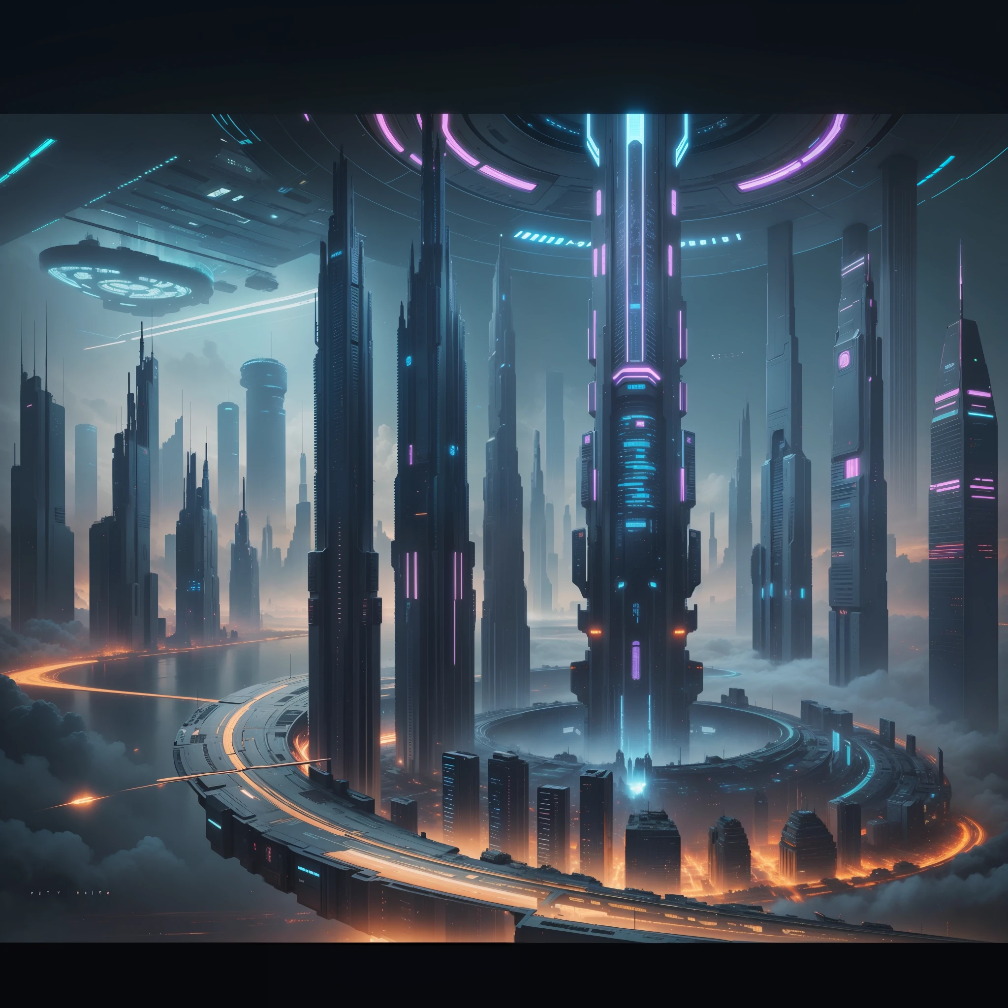 Futuristic City Cyberpunk Sci-Fi Top Quality Megastructure Masterpiece Future World
