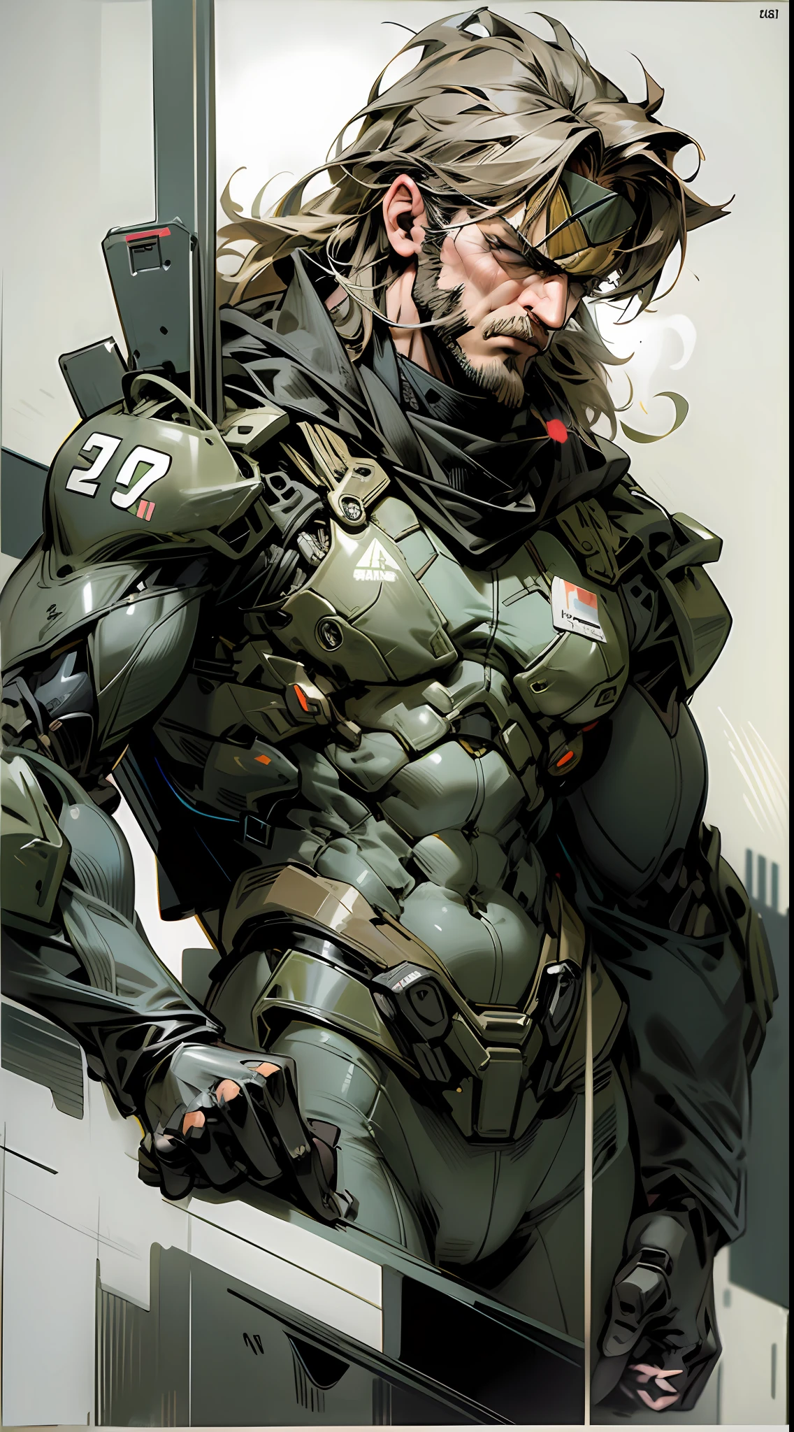 metal gear,metal gear solid,solid snake,metal gear solid solid snake, arte hiperrealismo, escuro, fundo escuro do,suit,business suit,smokie --auto --s2