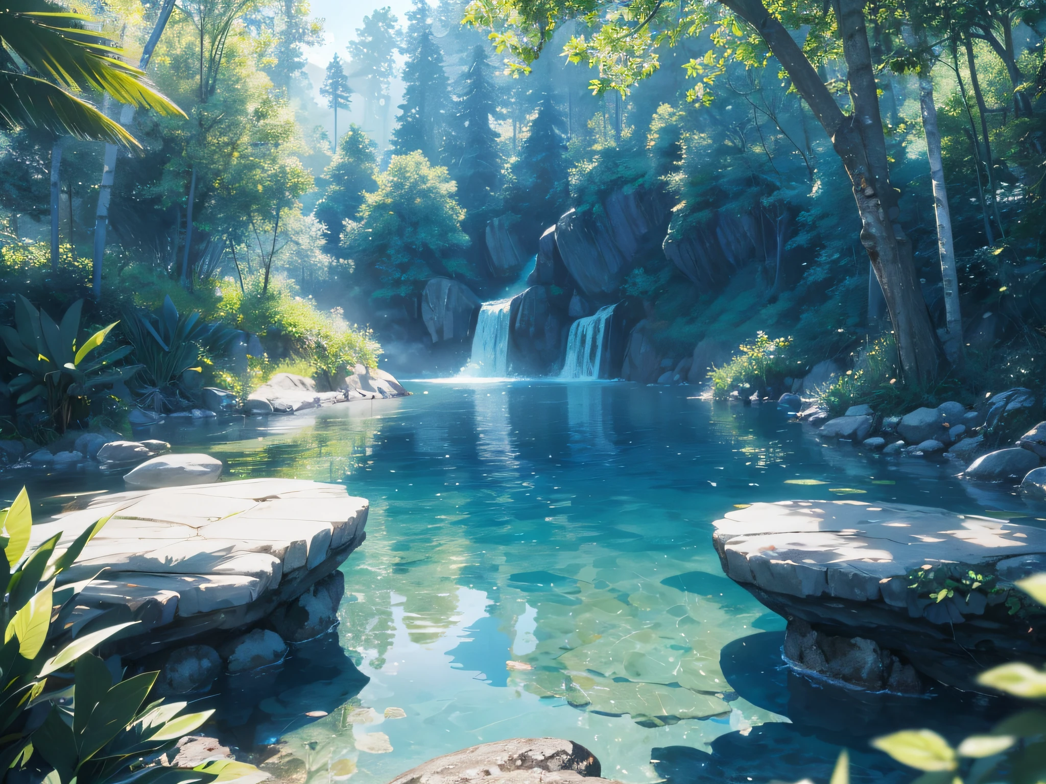 Under the blue sky where the sun shines, the transparent and clear surface of the water spreads out. The water shines like crystal, reflecting light and vividly reflecting the surrounding scenery. There are lush green trees and colorful flowers, and there are gracefully fluttering white swans and cheerful swimming fish at the water's edge. With each breeze blowing through, the surface of the water sways even more beautifully, and small ripples spread. In the water, the sand and rocks at the bottom, which can be seen from the high degree of transparency, create a picturesque landscape. When you put your hand in the water, a cold and refreshing feeling envelops your whole body and gives you a pleasant feeling of refreshment. The beauty of water will make you feel the harmony and tranquility of nature and calm your mind.