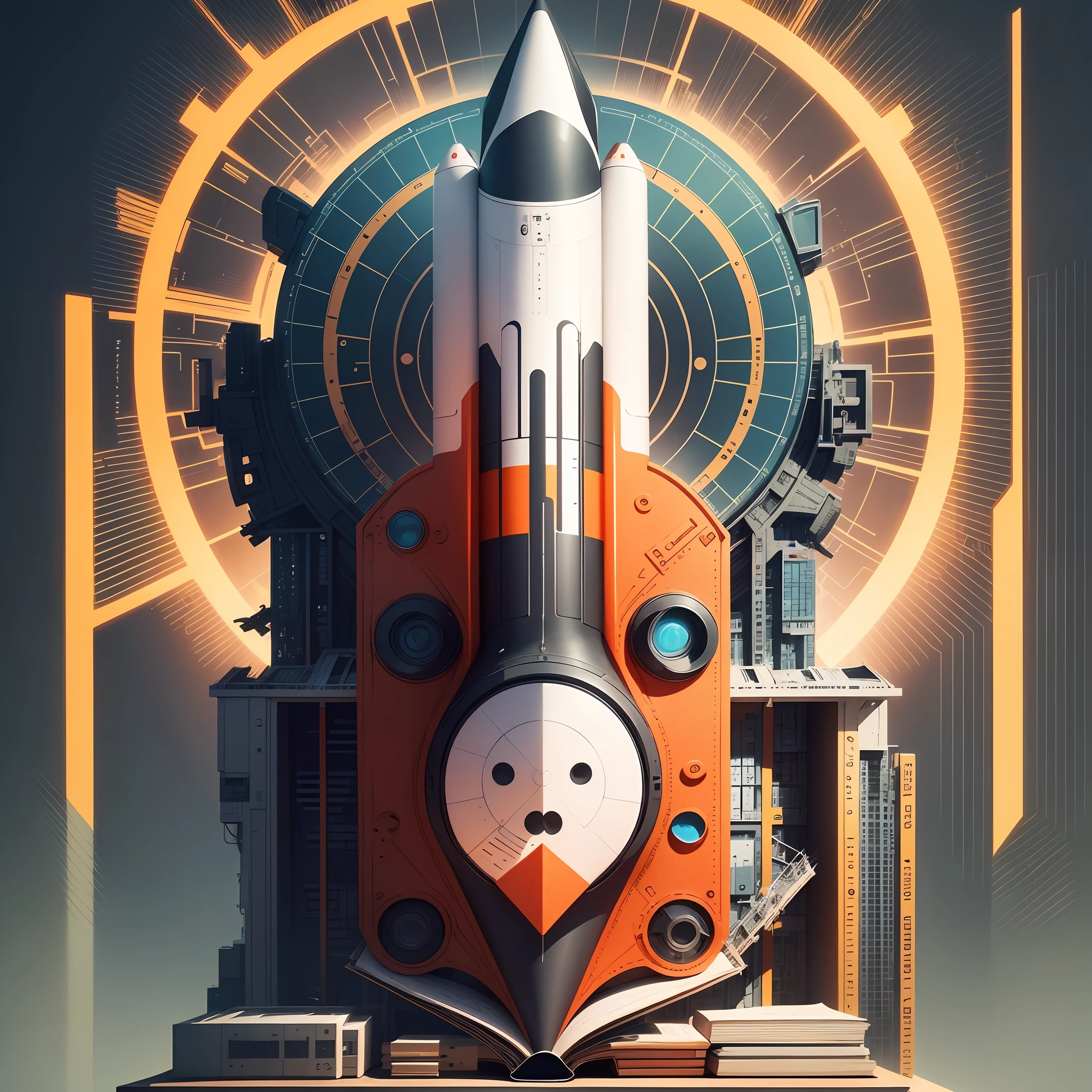 Imagine an icon of an open book that represents learning. You can give it a modern and stylized style.

Inside the open book, place a symbol of a rocket taking off. This represents entrepreneurship and drive to achieve goals.

Be sure to use vibrant, energetic colors to convey a sense of excitement and action. --auto --s2