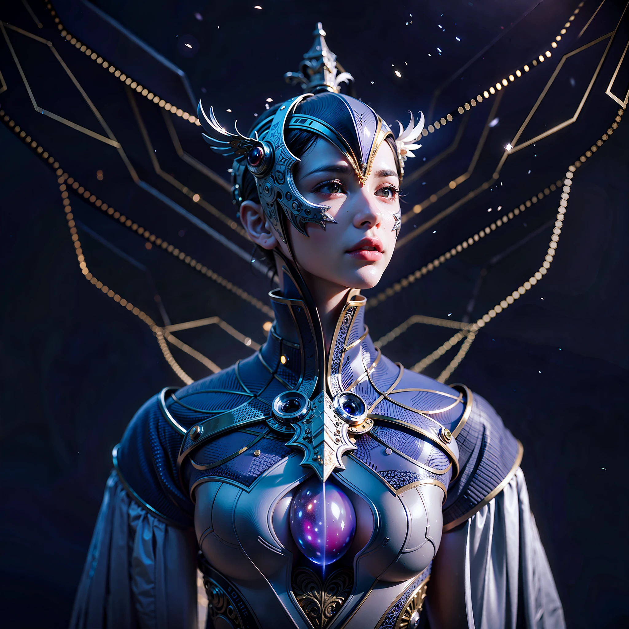 intricate artwork masterpiece, best quality detailed CG, extremely delicate and beautiful 3D RENDER, HDR LIGHTNING, cinematic lighting, Beauty astonishing, pearly skin, intricate body, ultra high quality model, octane render perfect, dalcefo, nocopy, perfect girl IN ARMOR, detailed perfect face, midnight aura, detailed gorgeous sharp face, glowing, backlit, glamour, glimmer, brush strokes, smooth, UHD, 8k, unreal engine 5, octane render, cgsociety, golden ratio, vibrant in kodak portrait 400 PHOTOGRAPH CANON MARK III (SHARPNESS f/8 AND SHUTTER SPEED 1/8000 ISO 100
