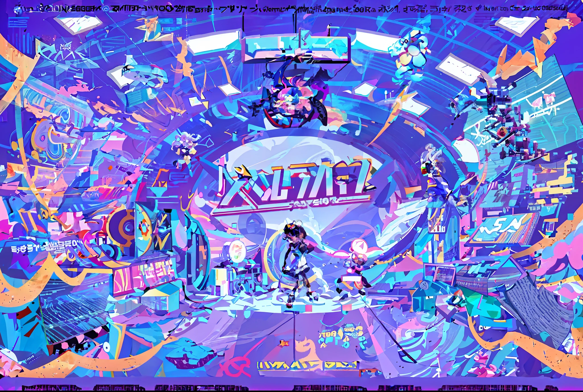a poster for the live show of the cartoon network, trending on cgstation, official artwork, kda, music show, 2 0 2 0 s promotional art, official poster artwork, official fanart, promotional art, 8 k cartoon illustration, official poster, vaporwave sci - fi, trending at cgstation, gameshow, dance music show, epic retrowave art