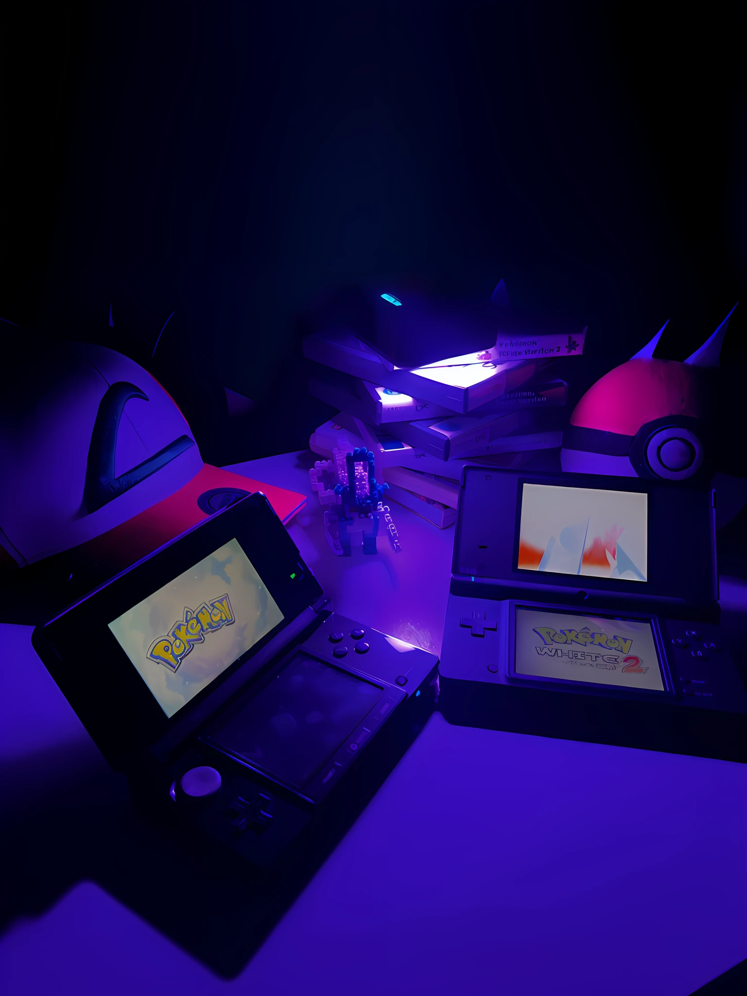 Background with ghost-type pokemon surrounding. Example of pokemon: Gengar, haunter, gastly, mismagius, misdreavus, duskull, dusclops, sableye