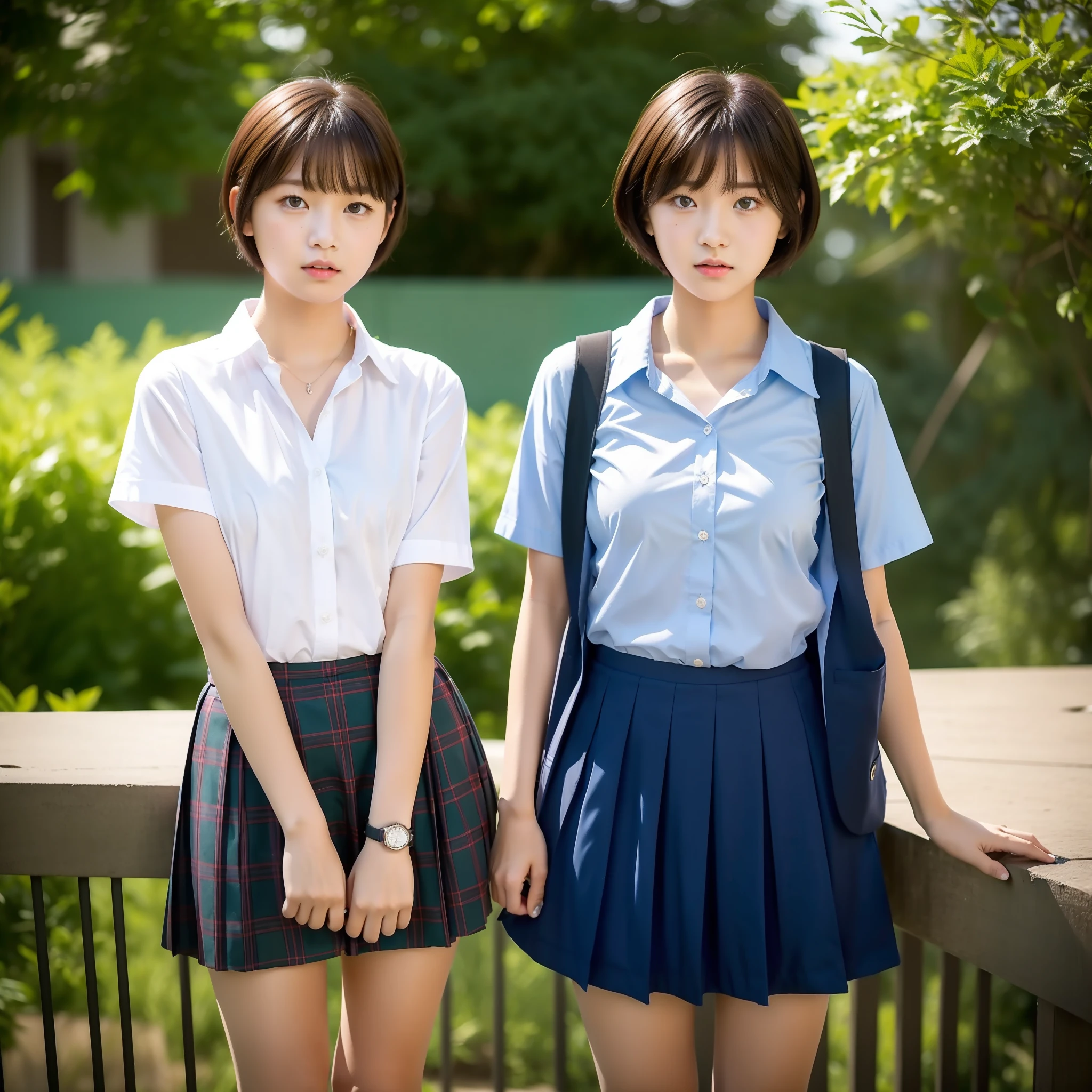High school girl, short cut, looking at the camera, strong expression, school summer clothes dressed, season is summer, classroom, dusk, youth, portrait alone