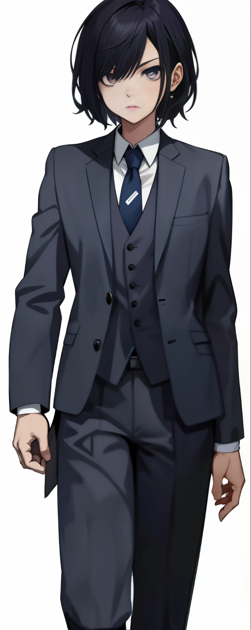 1girl. G-Man, Anime Gijinka, (Aesthetic Face), (Moe Girl), dress suit, tie, (Character Design), (Solid Backgroud), (masterpiece:1.2), (best quality:1.3), Half-Life.