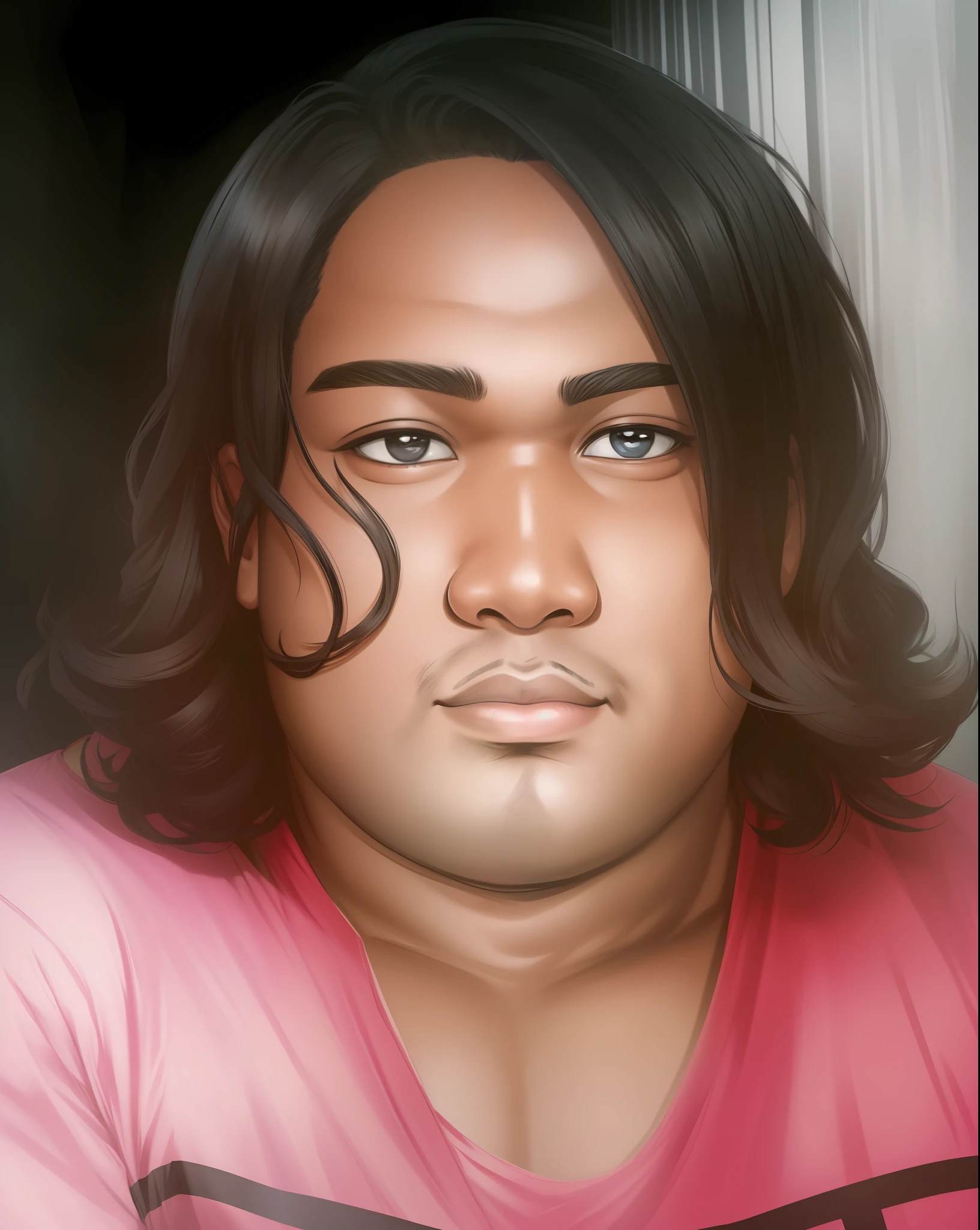 (8k, best quality, illustration, portrait, 19 year old fat man, black skin) anime art style