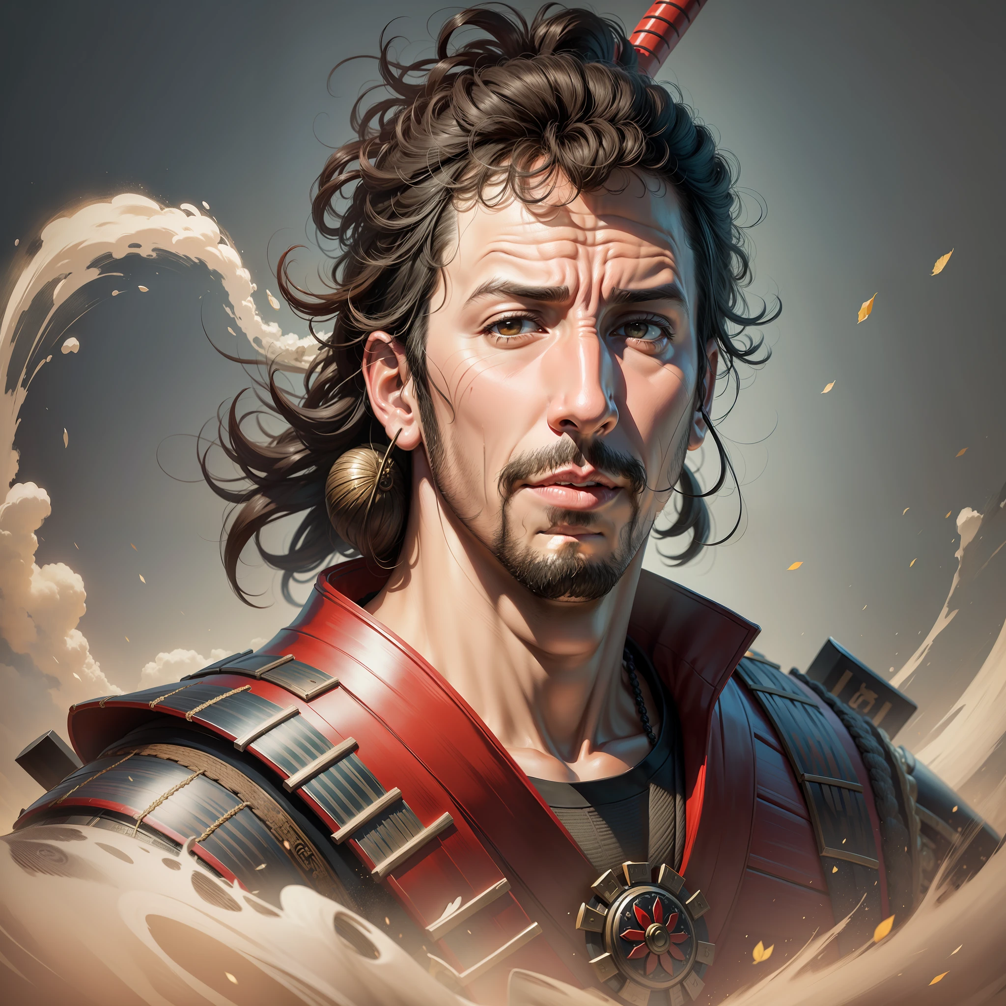 Adam sandler como um samurai, arte digital, hdr, 8k
