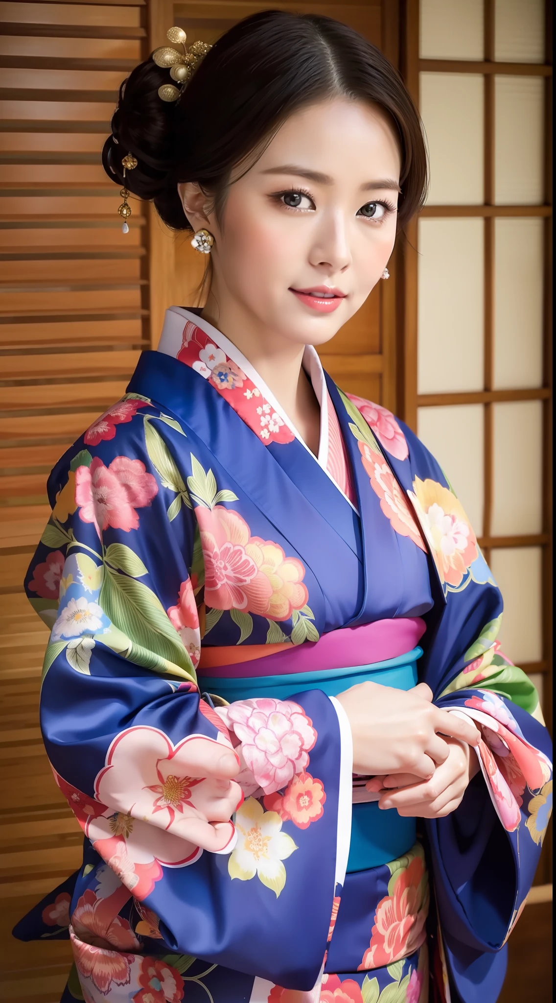 Masterpiece, (Photorealistic: 1.4), top quality, kimono, woman, 30 years old