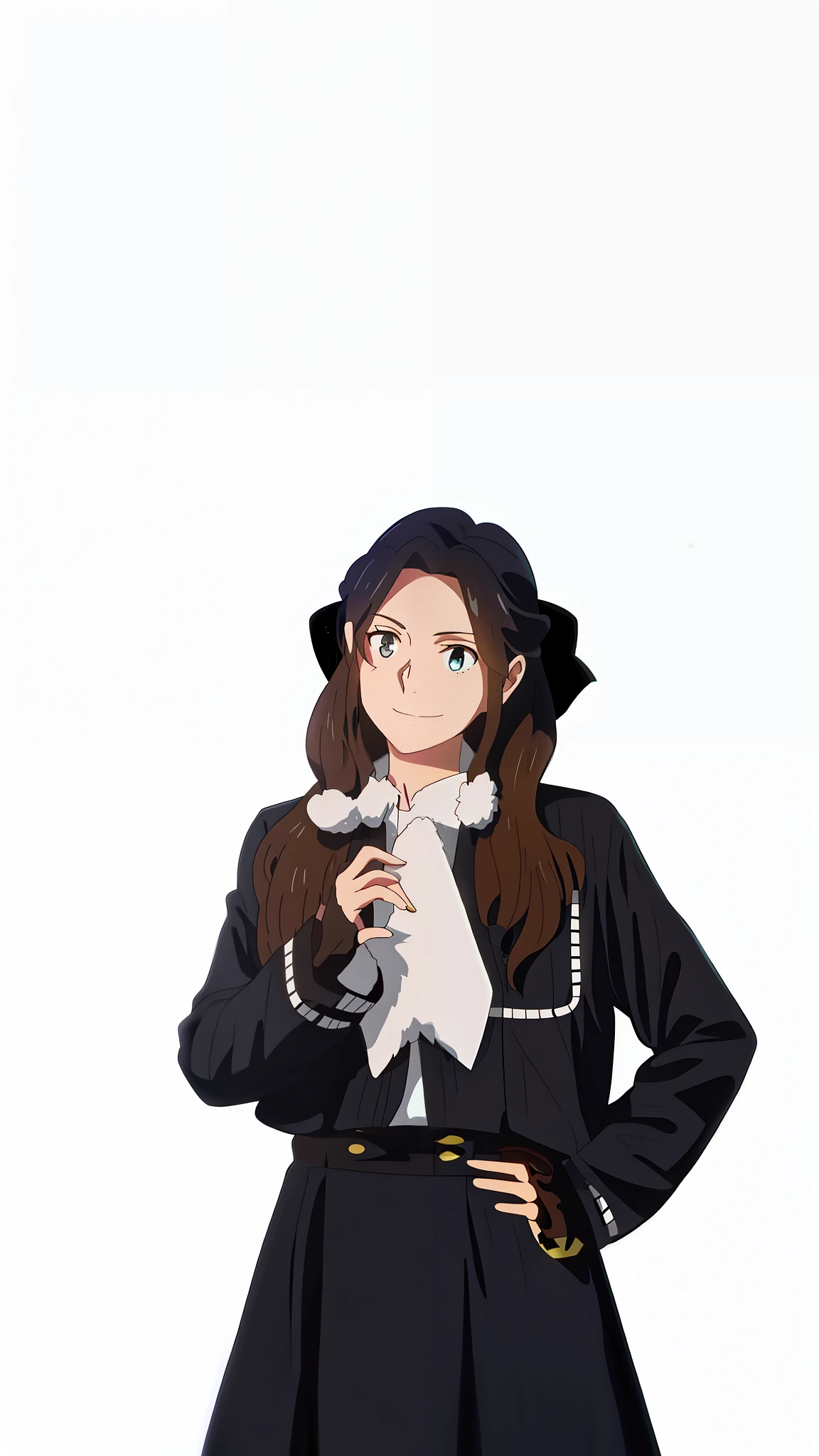 /imagine prompt: A tall and slender figure with distinct facial features, large and bright eyes, and a slight smile. Transform the realistic image into an anime character with a pure and sweet appearance, 人物头像，清纯甜美，微笑，大眼睛 by Makoto Shinkai 1：1 --niji 5
